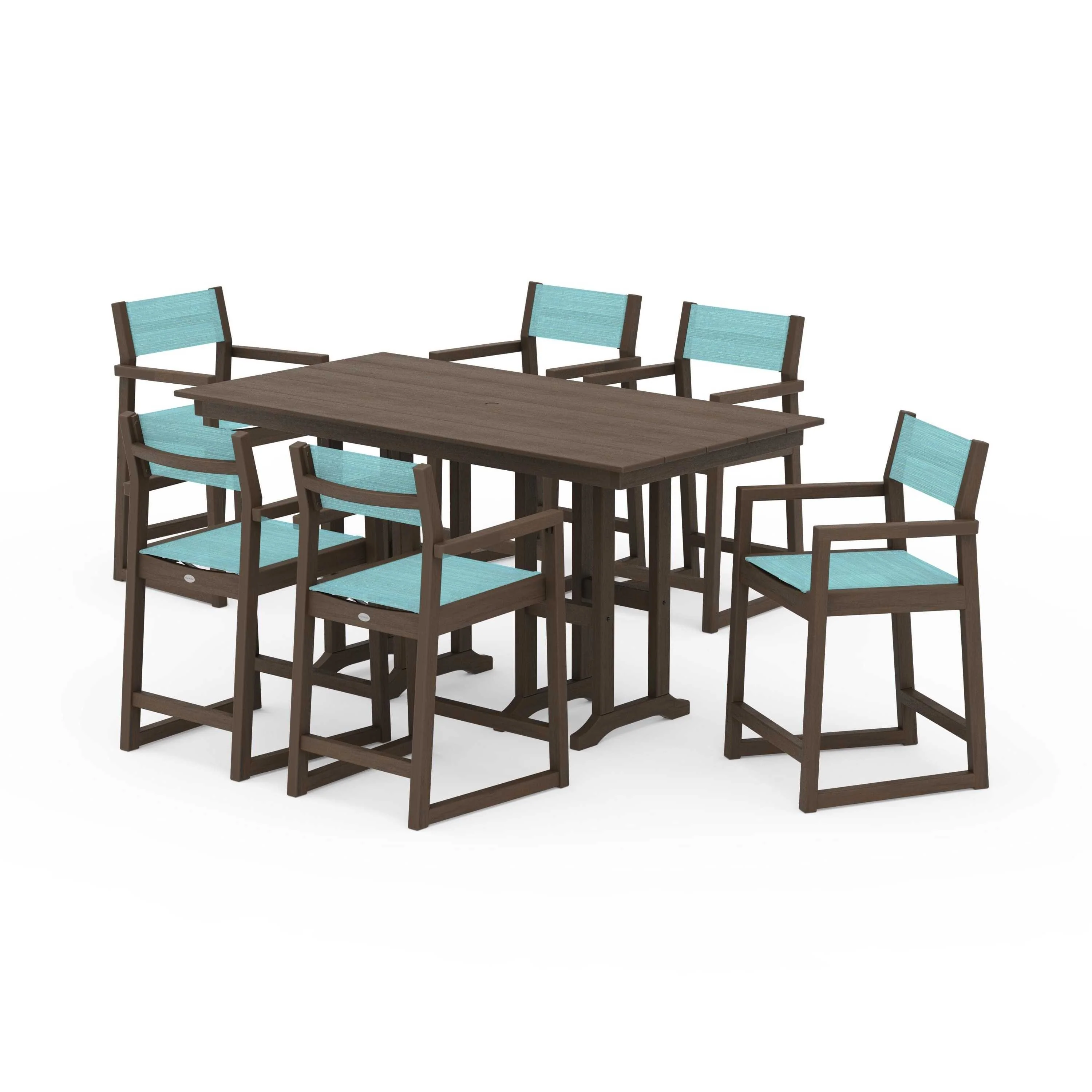 EDGE Sling Arm Chair 7-Piece Farmhouse Counter Set - Image 98