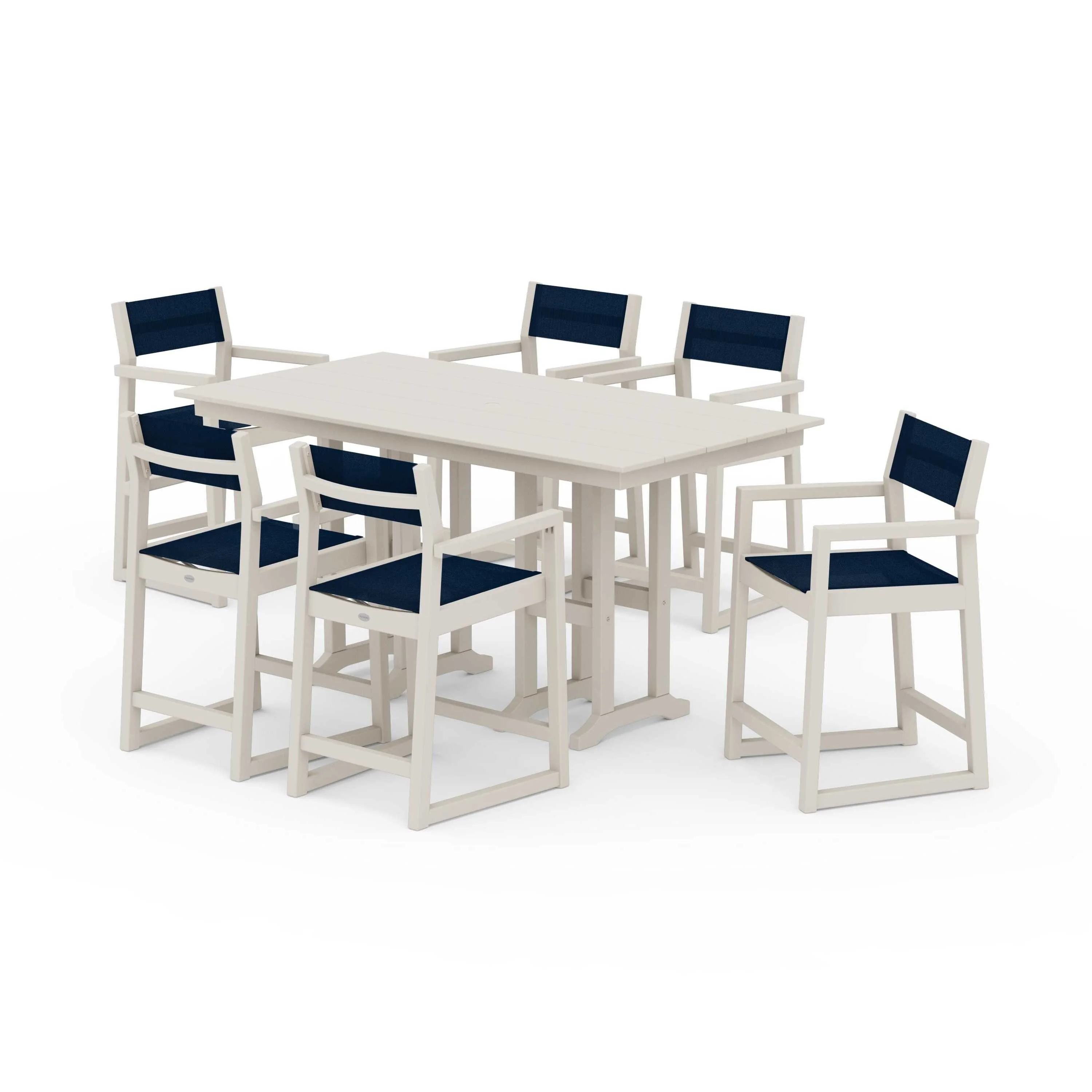 EDGE Sling Arm Chair 7-Piece Farmhouse Counter Set - Image 99
