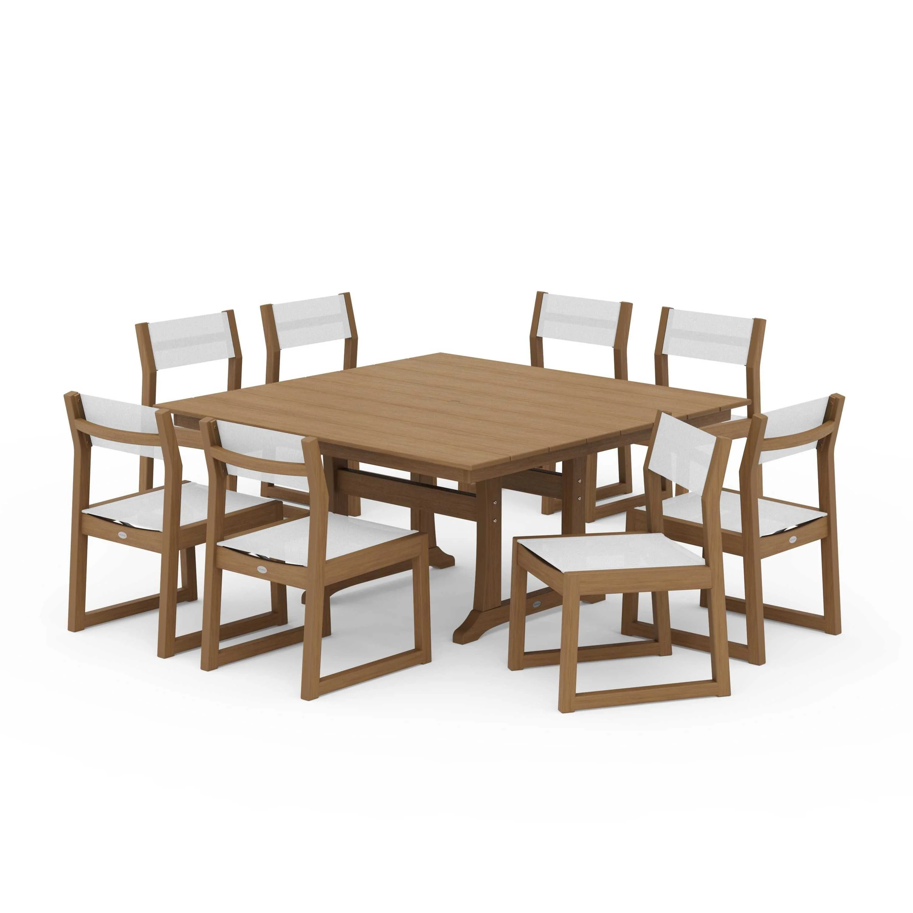 EDGE Sling Side Chair 9-Piece Farmhouse Trestle Dining Set - Image 117