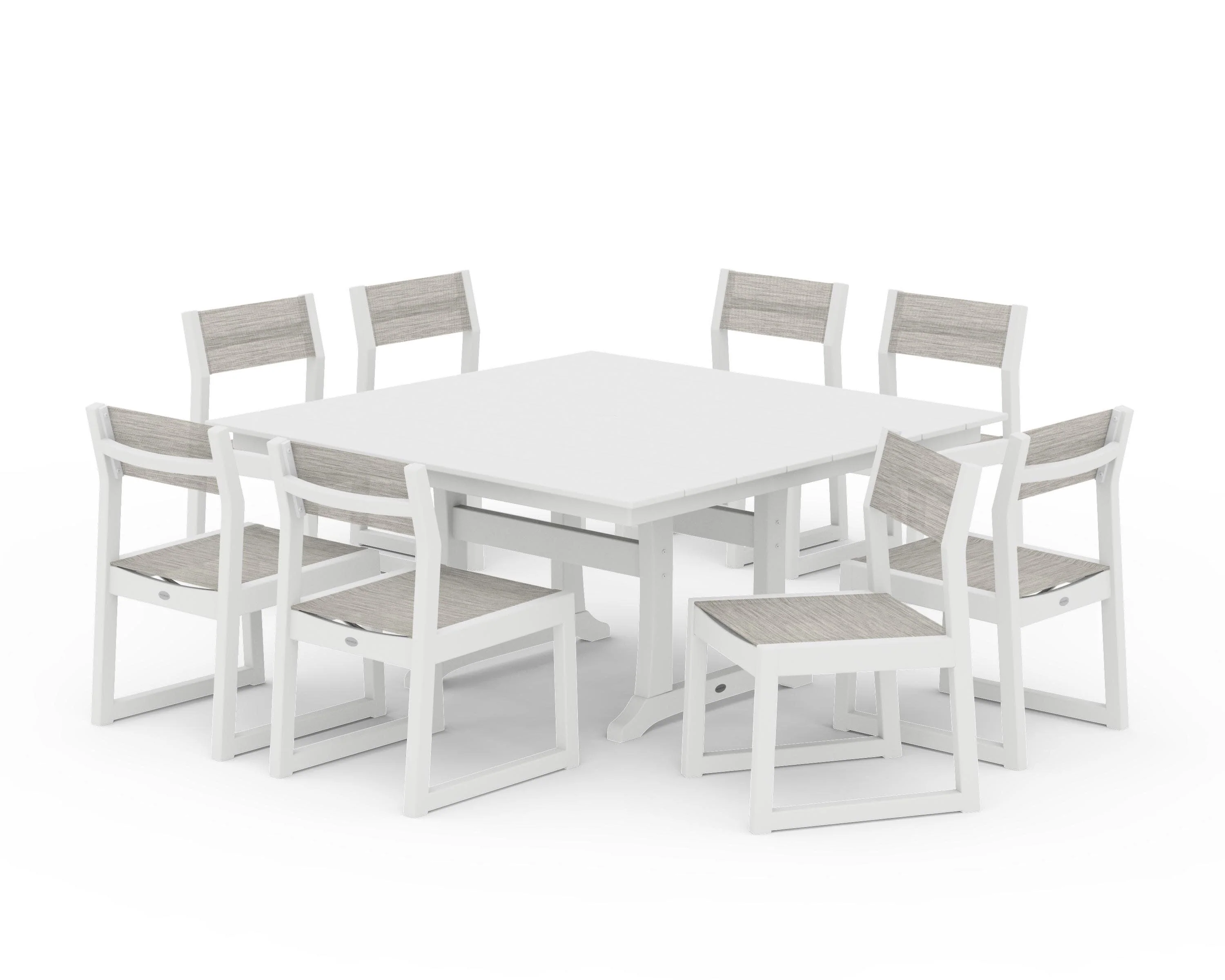 EDGE Sling Side Chair 9-Piece Farmhouse Trestle Dining Set - Image 18