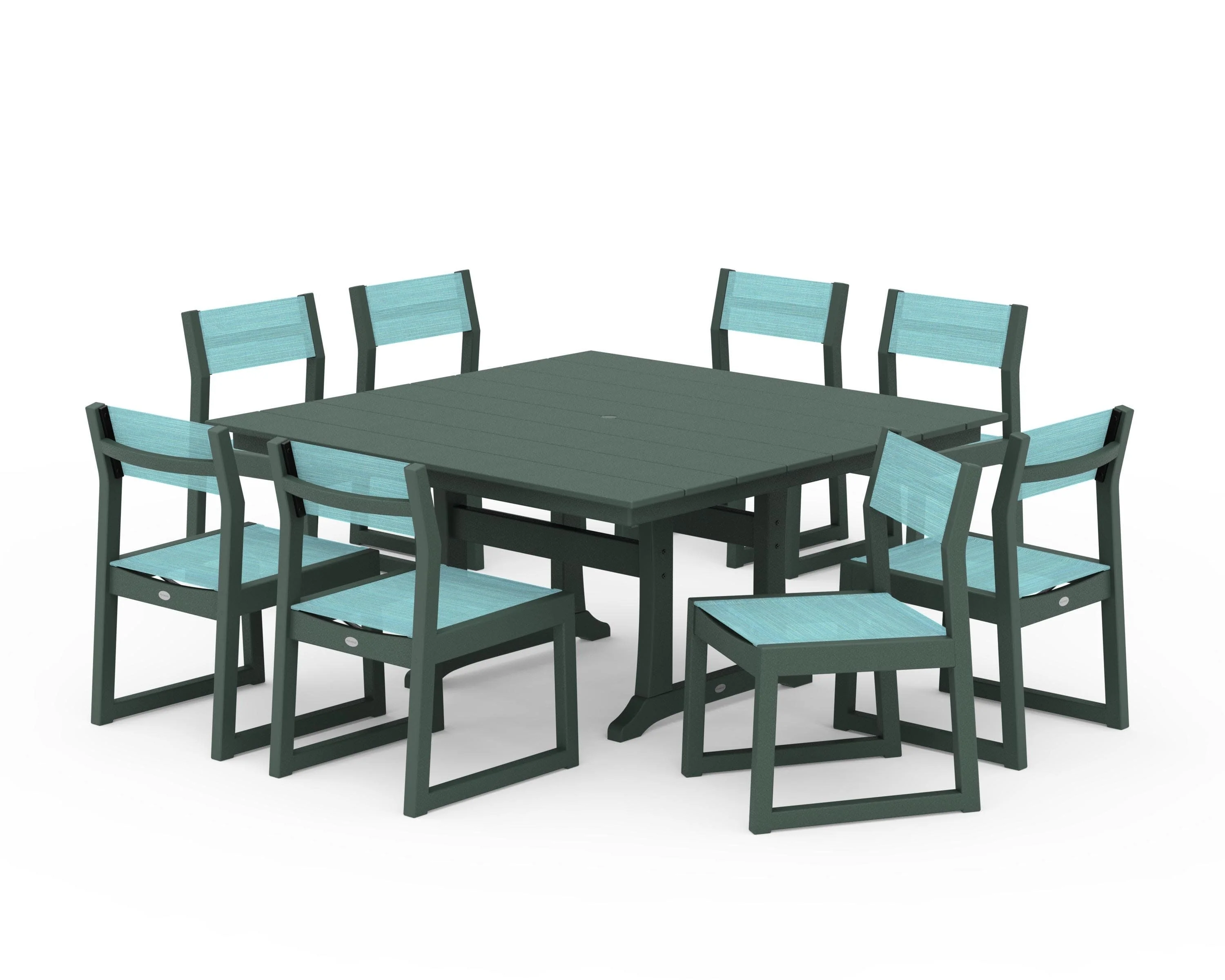EDGE Sling Side Chair 9-Piece Farmhouse Trestle Dining Set - Image 41