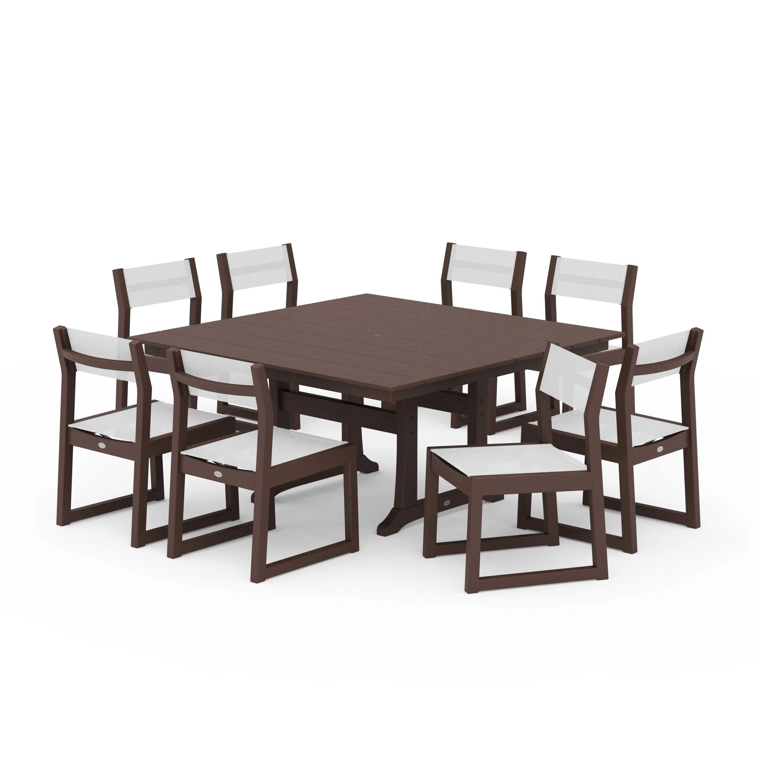 EDGE Sling Side Chair 9-Piece Farmhouse Trestle Dining Set - Image 71