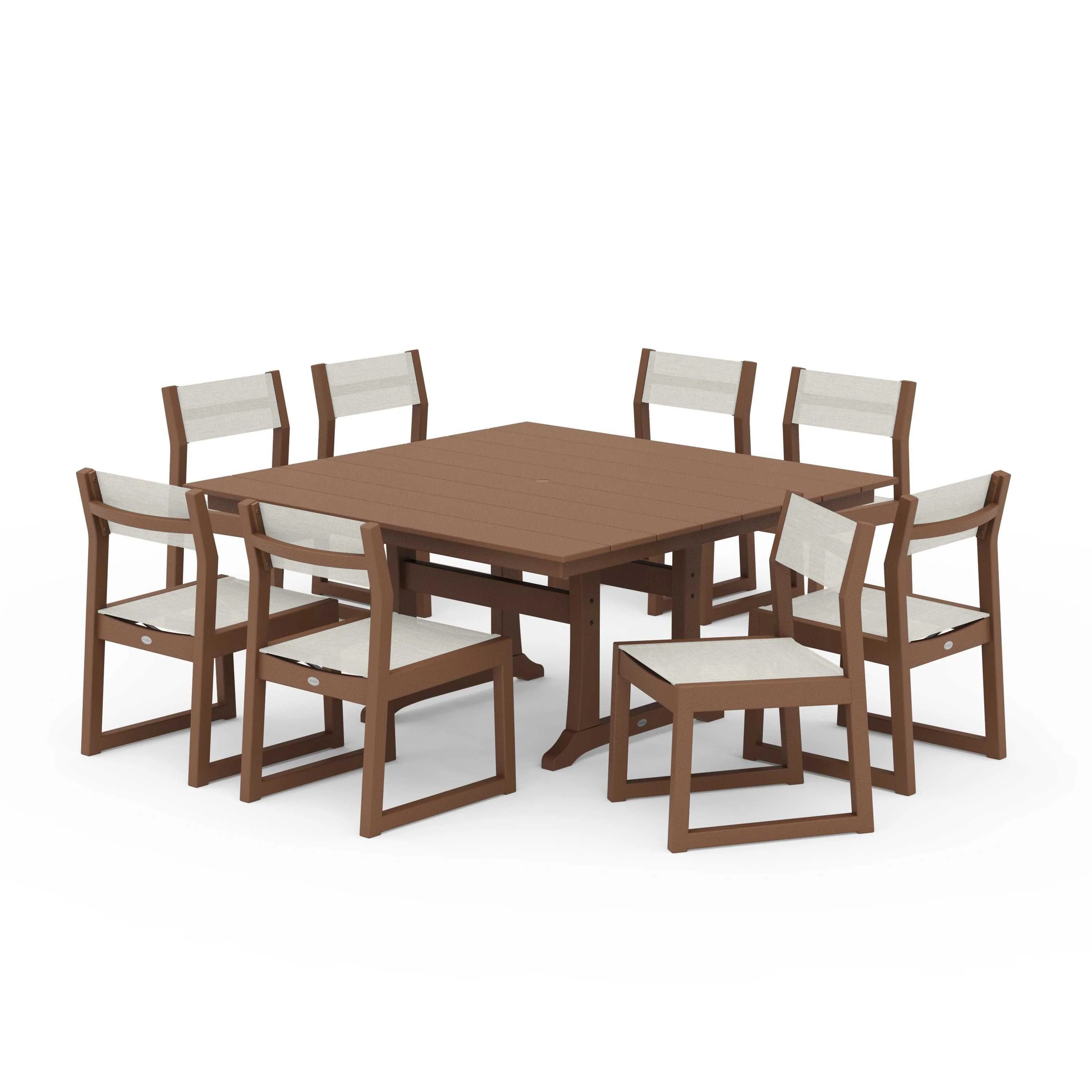 EDGE Sling Side Chair 9-Piece Farmhouse Trestle Dining Set - Image 74