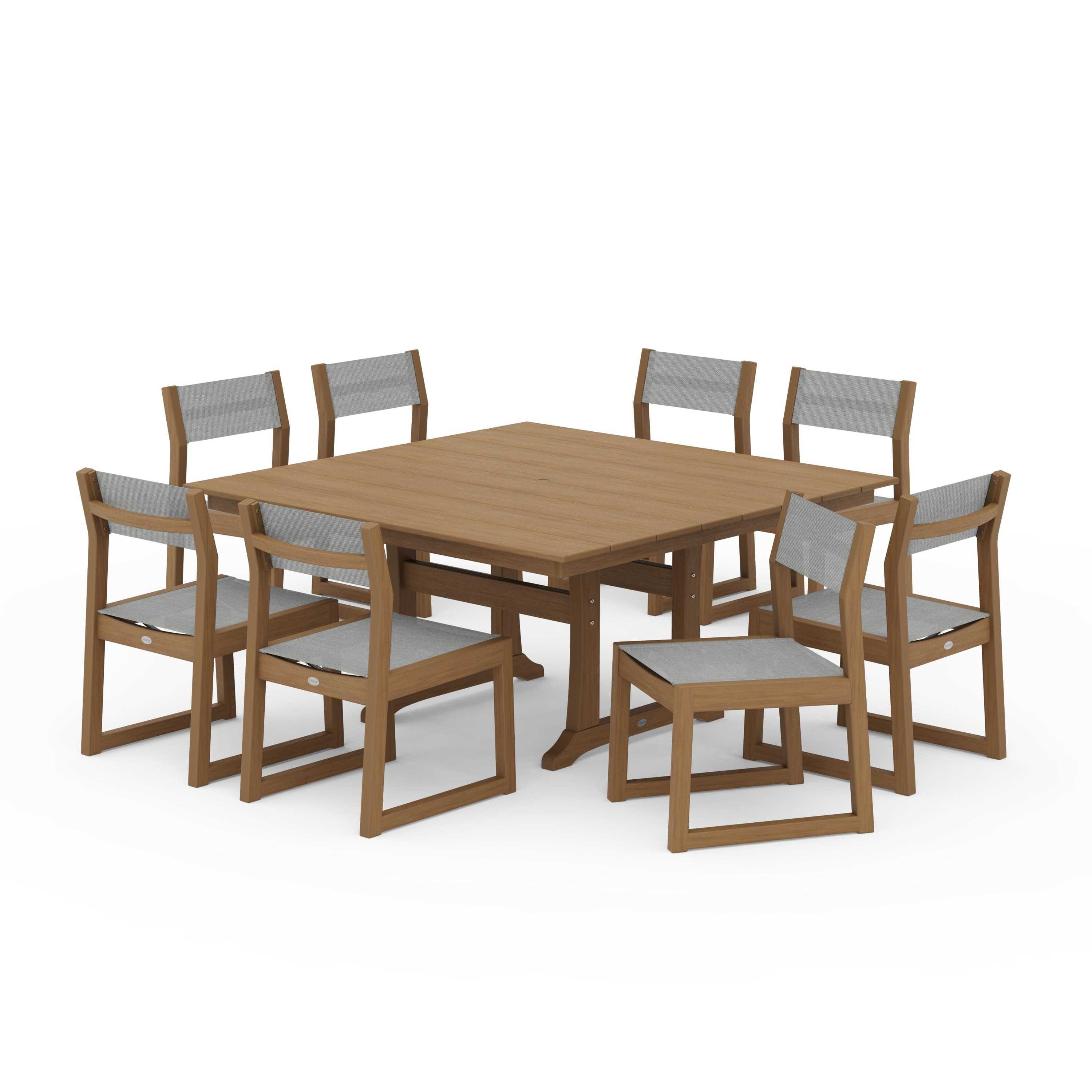 EDGE Sling Side Chair 9-Piece Farmhouse Trestle Dining Set - Image 79