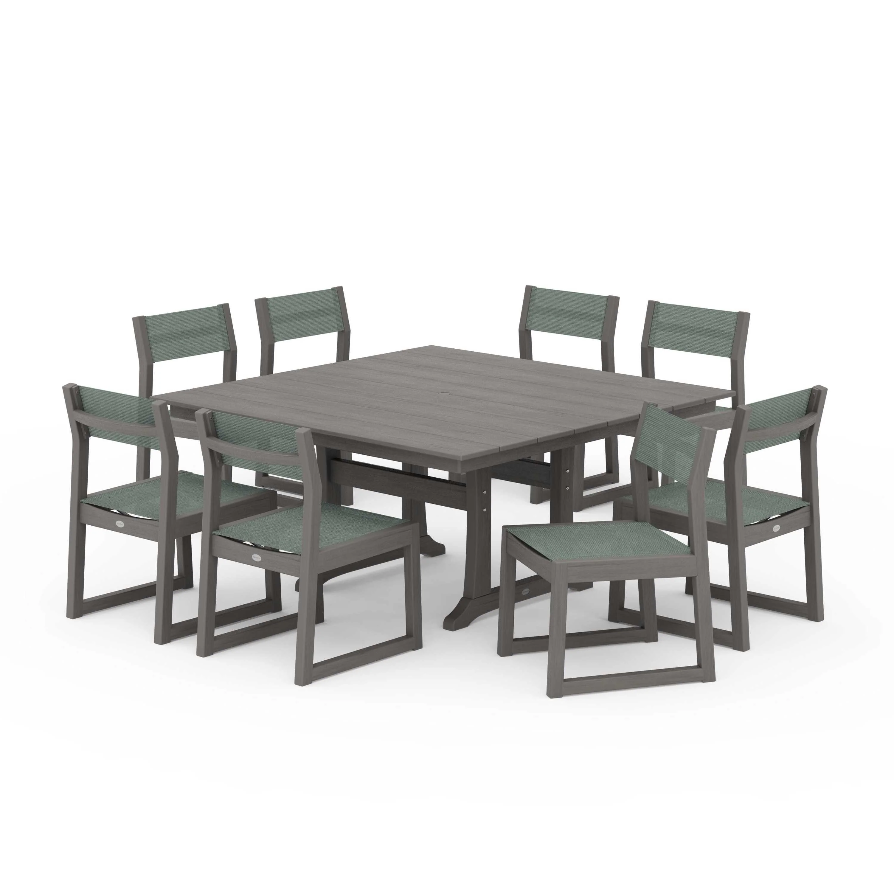EDGE Sling Side Chair 9-Piece Farmhouse Trestle Dining Set - Image 91