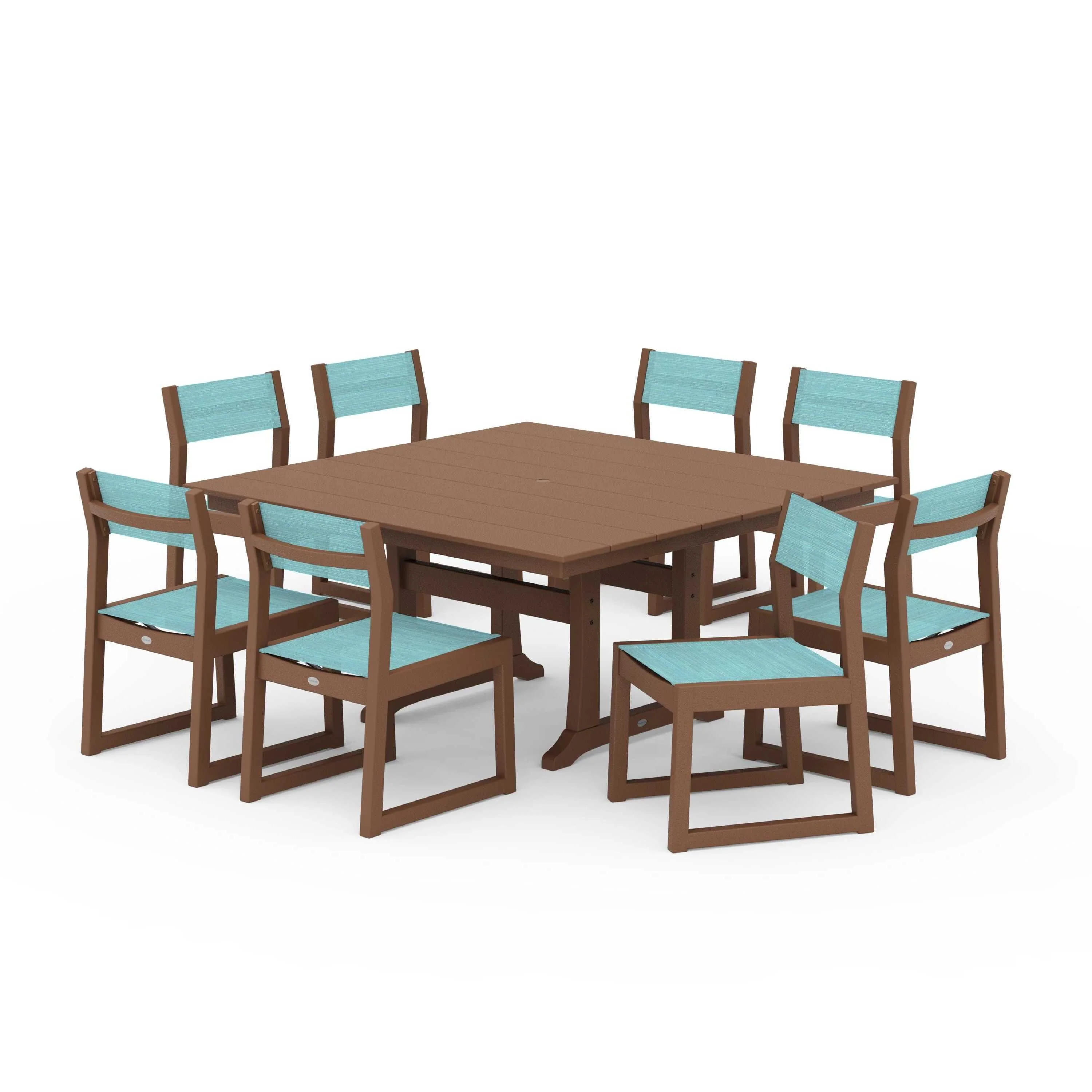 EDGE Sling Side Chair 9-Piece Farmhouse Trestle Dining Set - Image 94