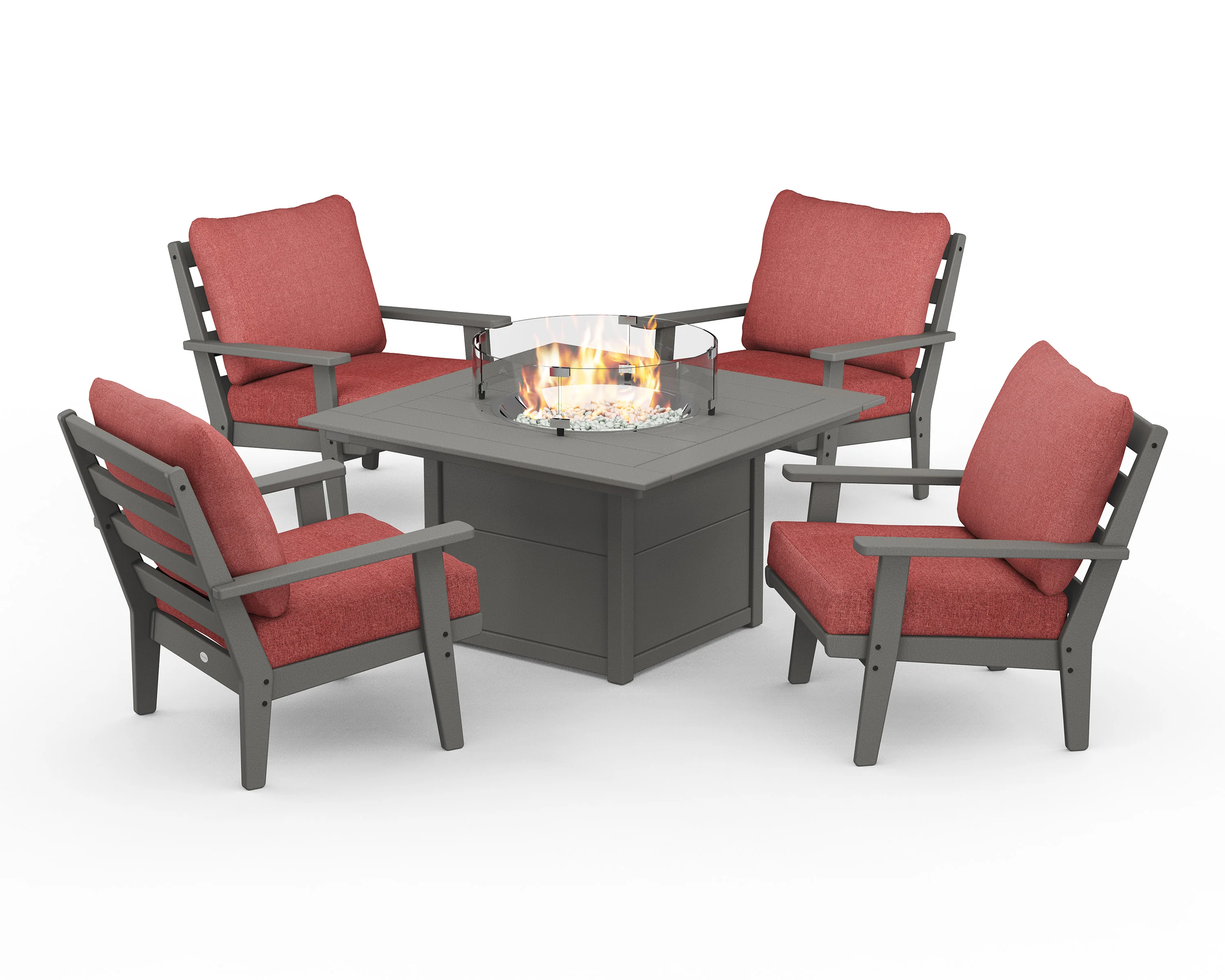 Grant Park 5-Piece Deep Seating Conversation Set with Fire Pit Table