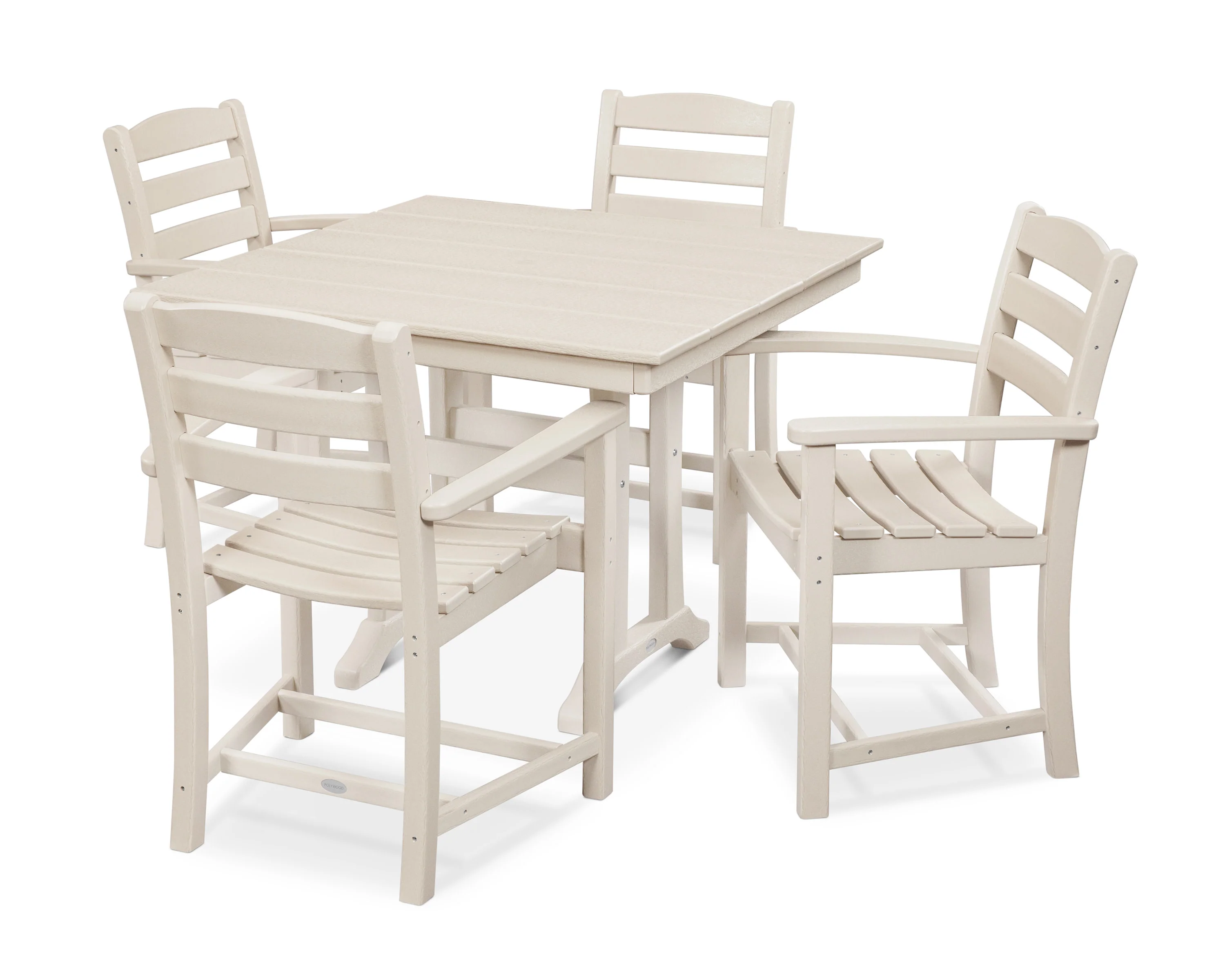 La Casa Café 5-Piece Farmhouse Trestle Arm Chair Dining Set - Image 12