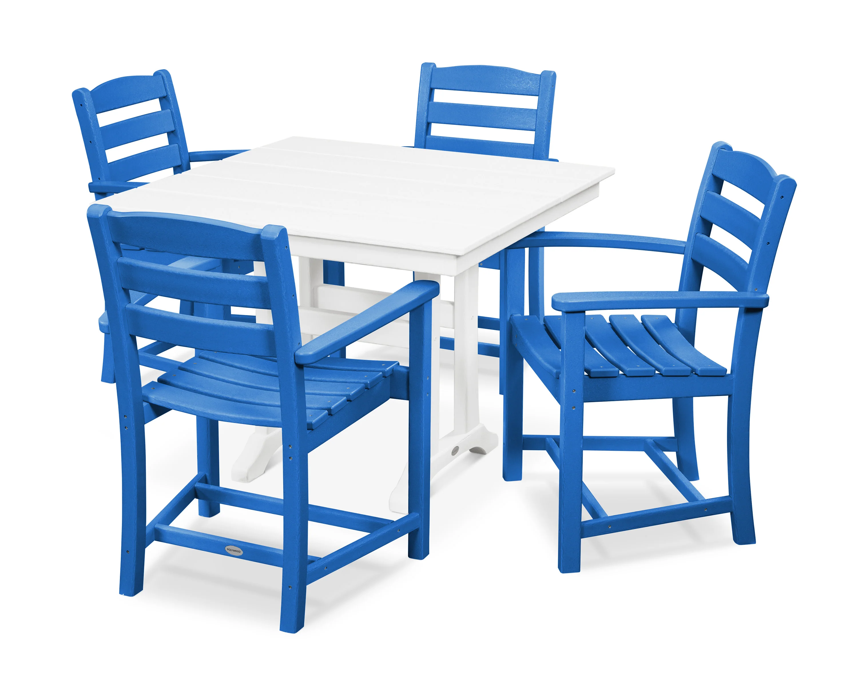 La Casa Café 5-Piece Farmhouse Trestle Arm Chair Dining Set - Image 15