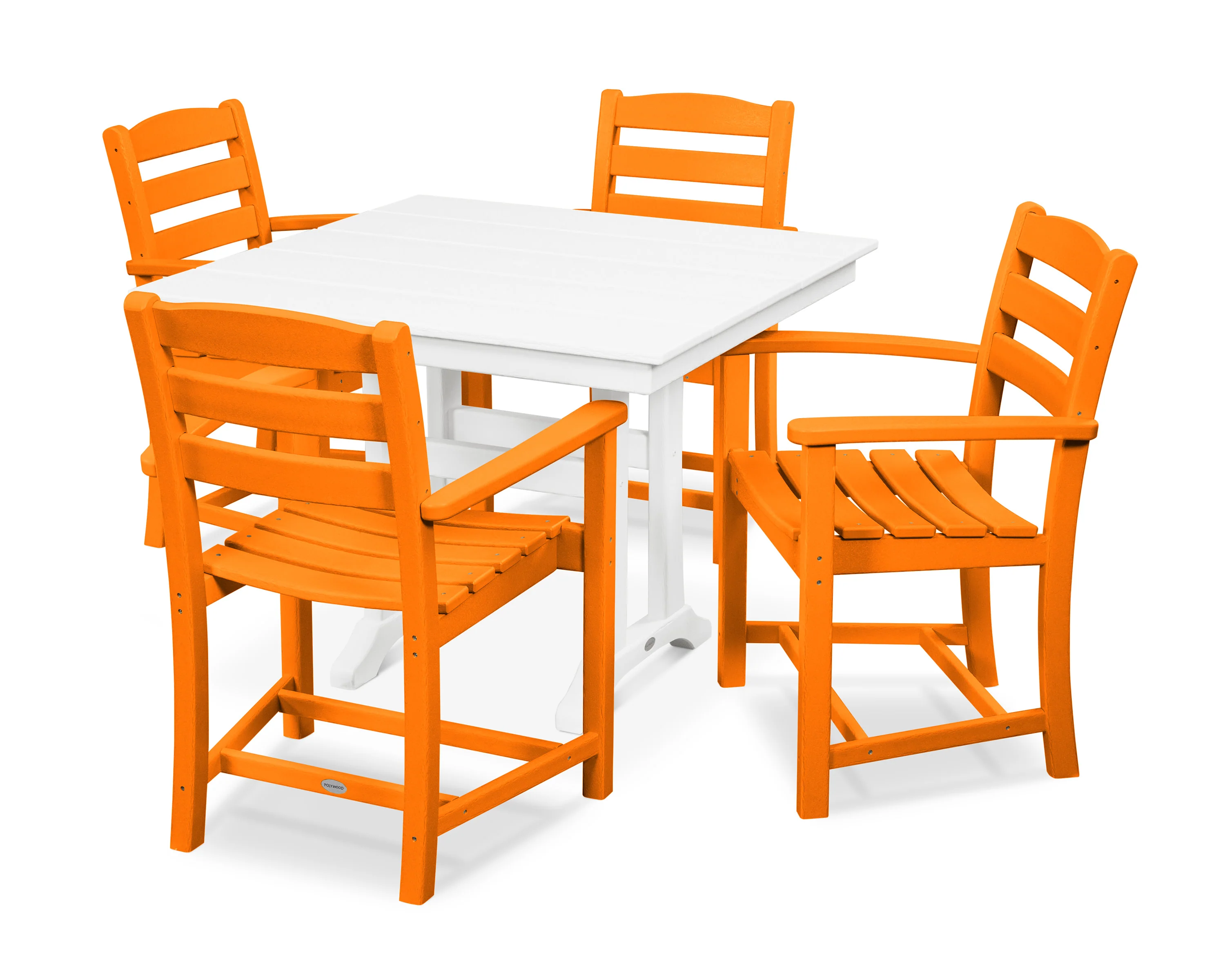 La Casa Café 5-Piece Farmhouse Trestle Arm Chair Dining Set - Image 4