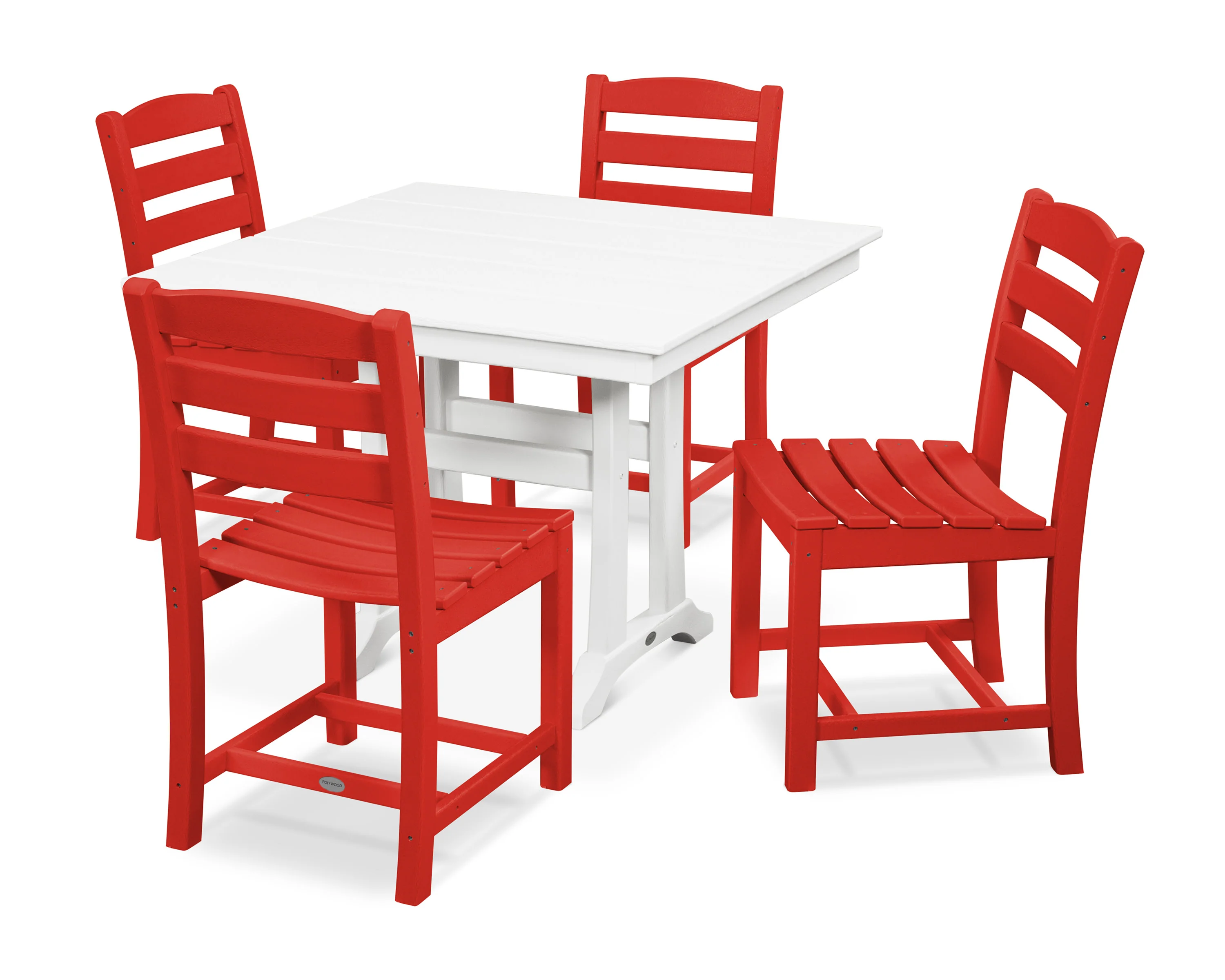 La Casa Café 5-Piece Farmhouse Trestle Side Chair Dining Set - Image 12