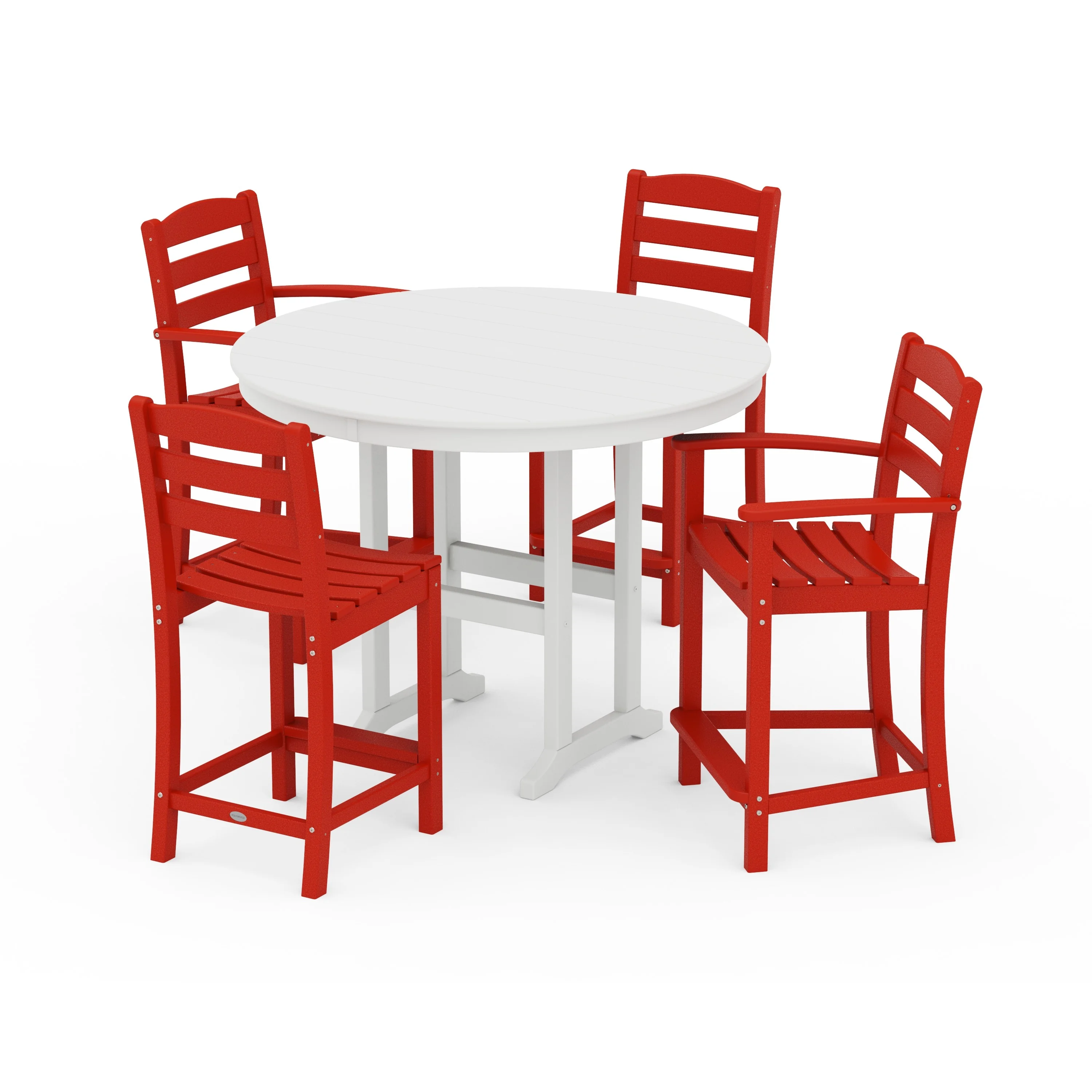 La Casa Café 5-Piece Round Farmhouse Counter Dining Set - Image 17