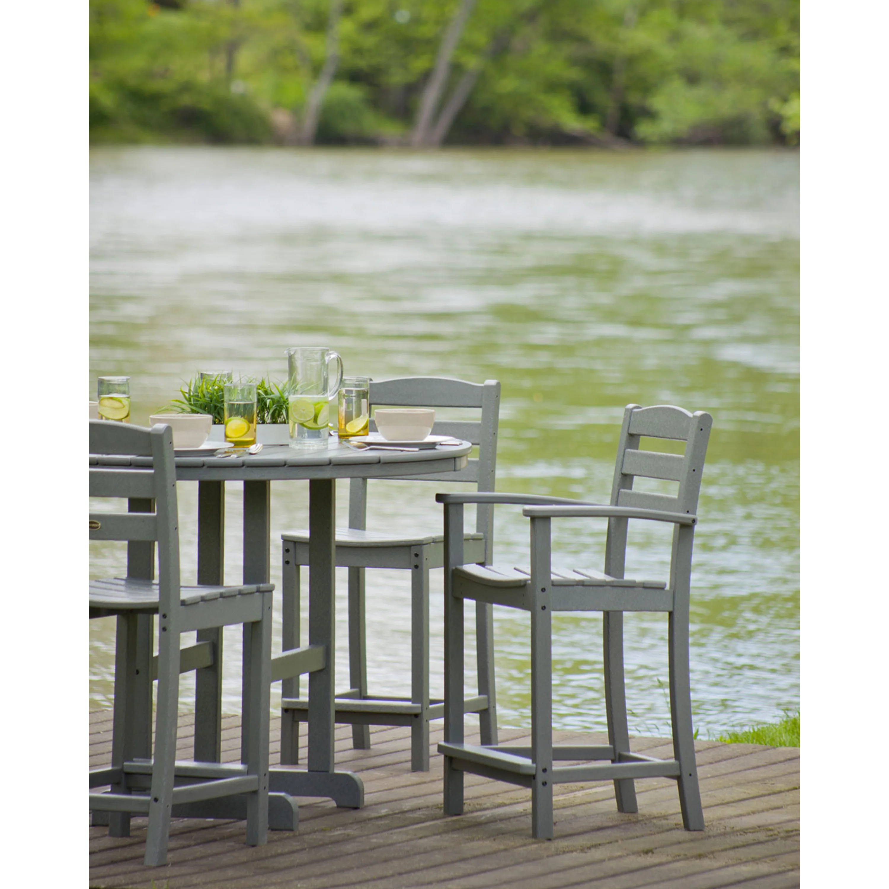 La Casa Café 5-Piece Round Farmhouse Counter Dining Set - Image 5