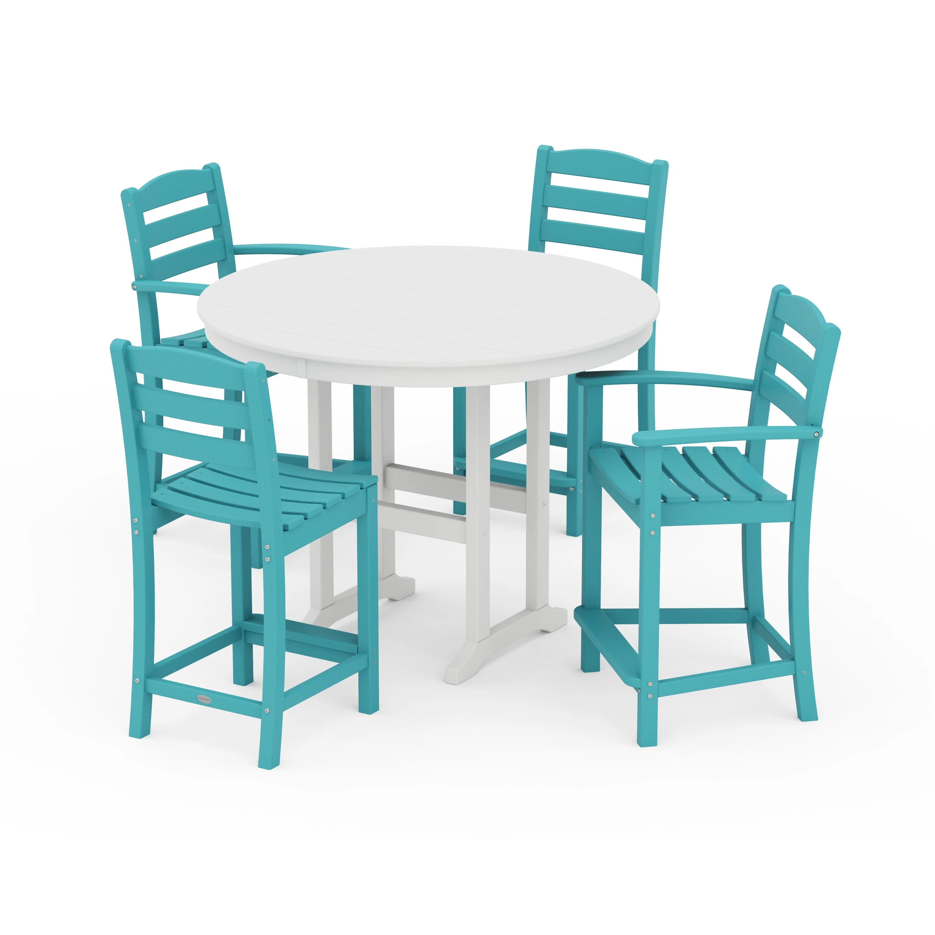 La Casa Café 5-Piece Round Farmhouse Counter Dining Set - Image 8
