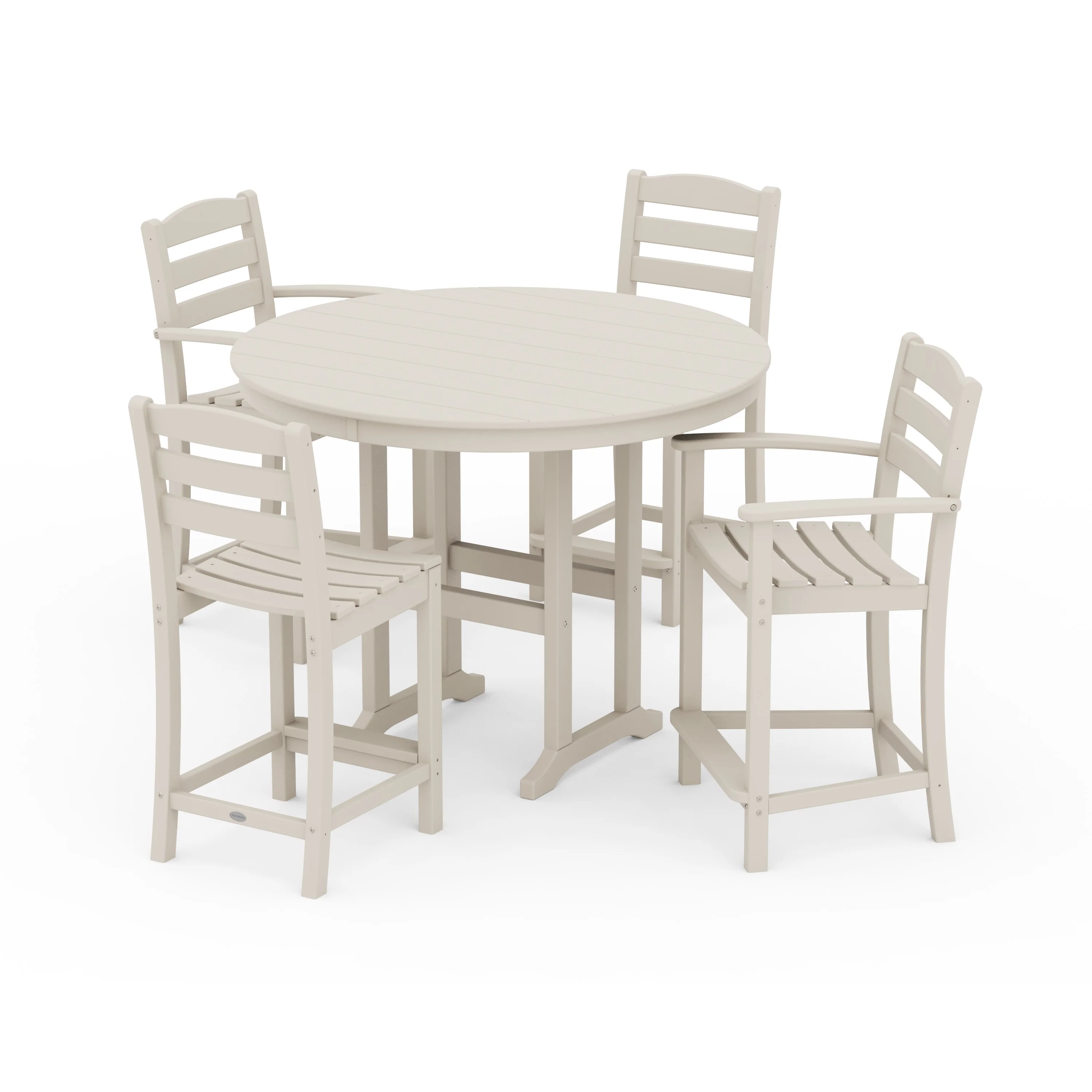 La Casa Café 5-Piece Round Farmhouse Counter Dining Set - Image 9