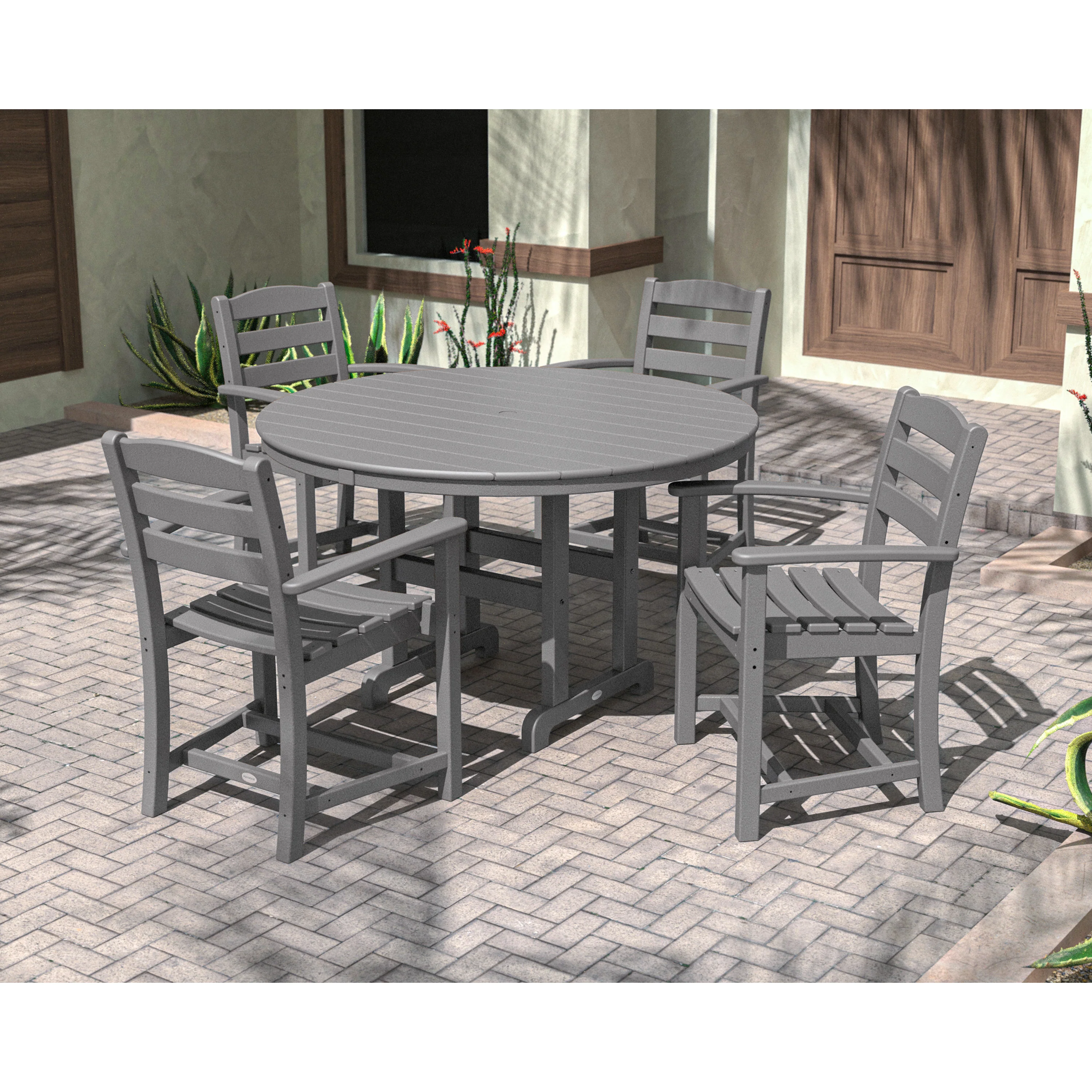 La Casa Café 5-Piece Round Farmhouse Dining Set - Image 5