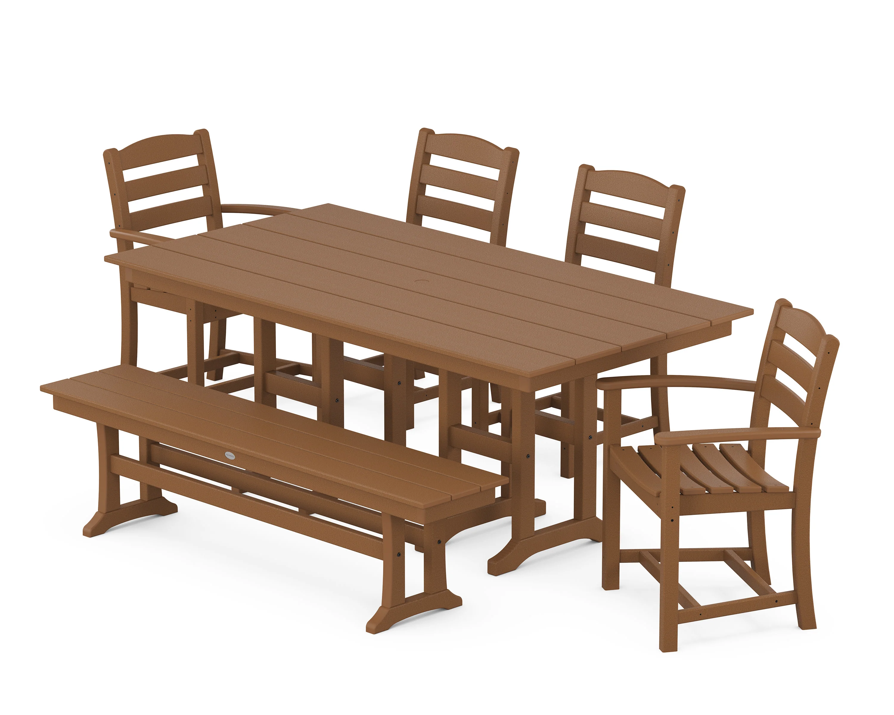 La Casa Café 6-Piece Farmhouse Dining Set with Bench - Image 4