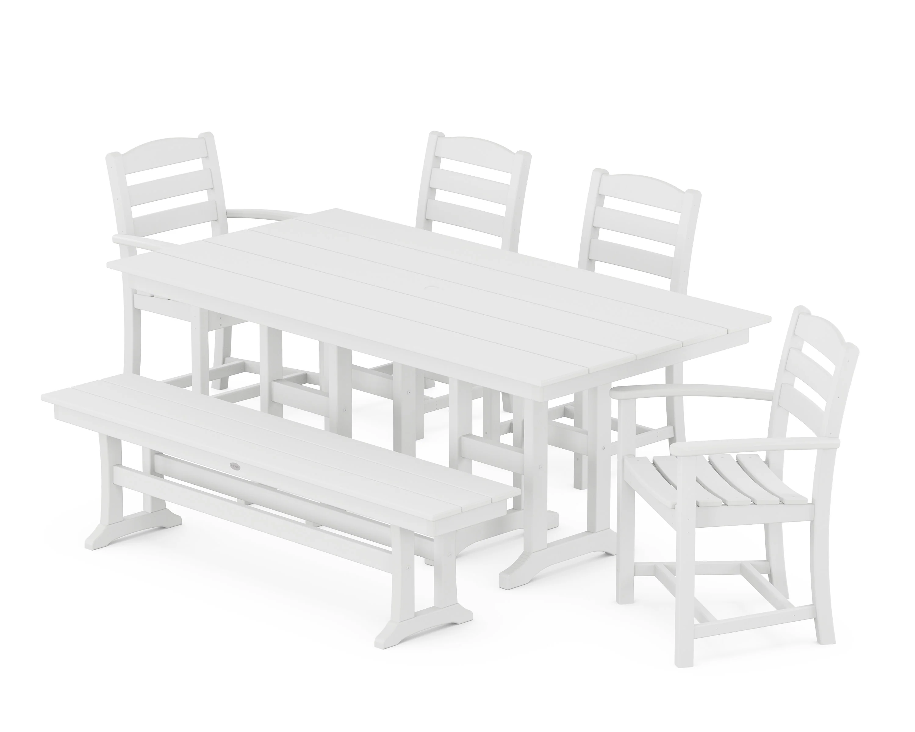 La Casa Café 6-Piece Farmhouse Dining Set with Bench - Image 5