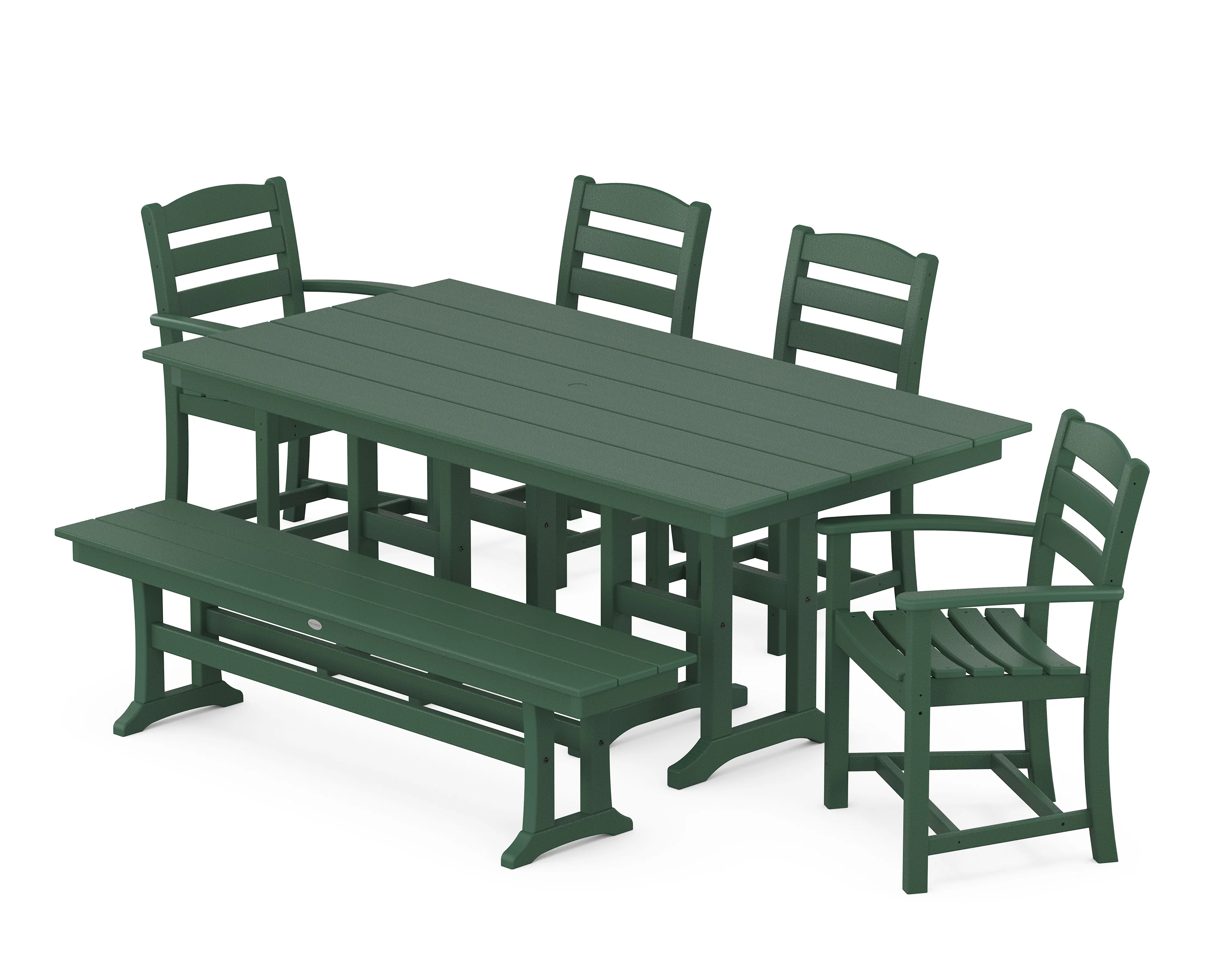 La Casa Café 6-Piece Farmhouse Dining Set with Bench - Image 6