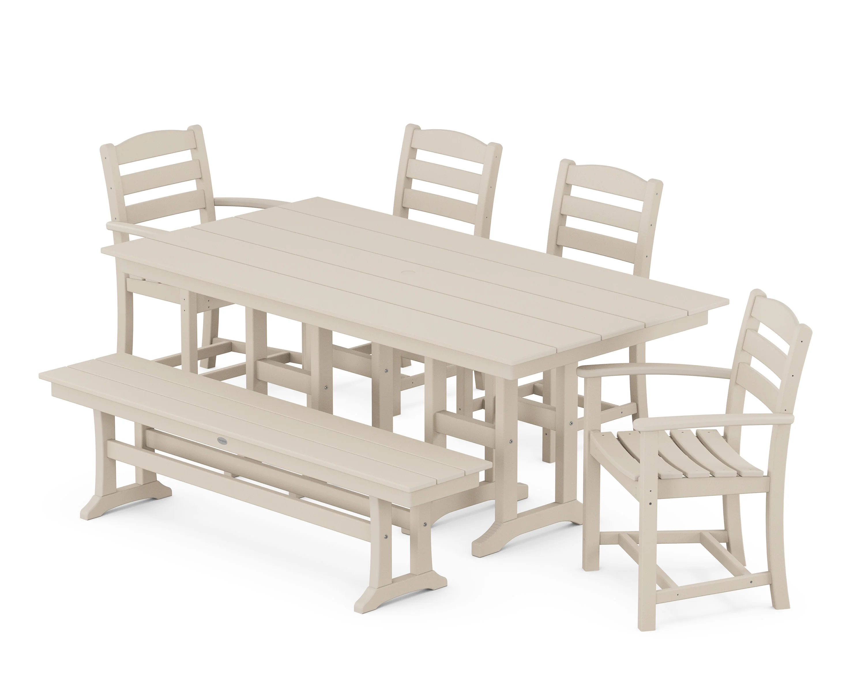 La Casa Café 6-Piece Farmhouse Dining Set with Bench - Image 7