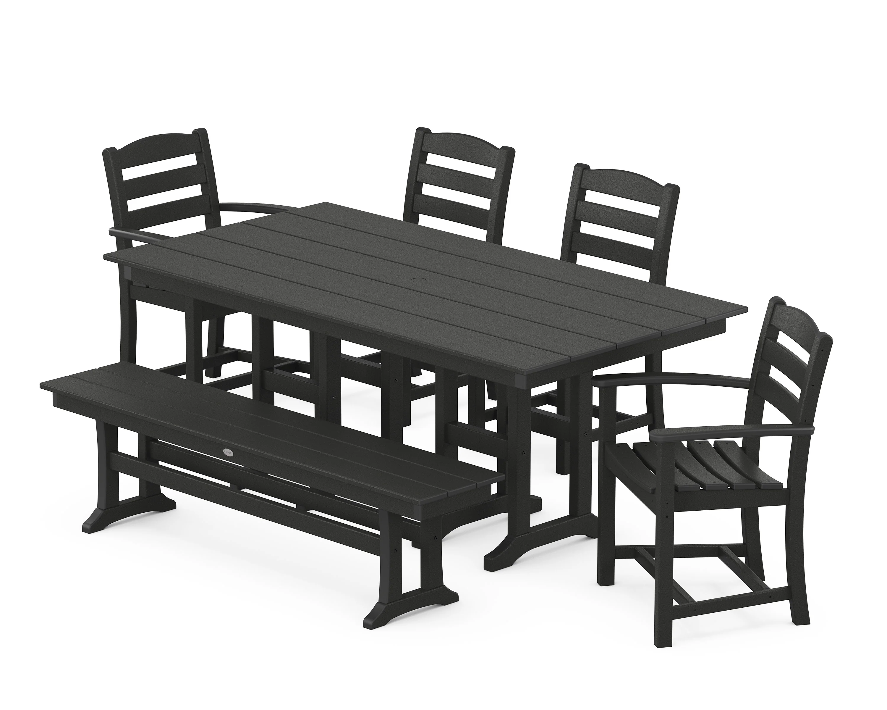 La Casa Café 6-Piece Farmhouse Dining Set with Bench - Image 8