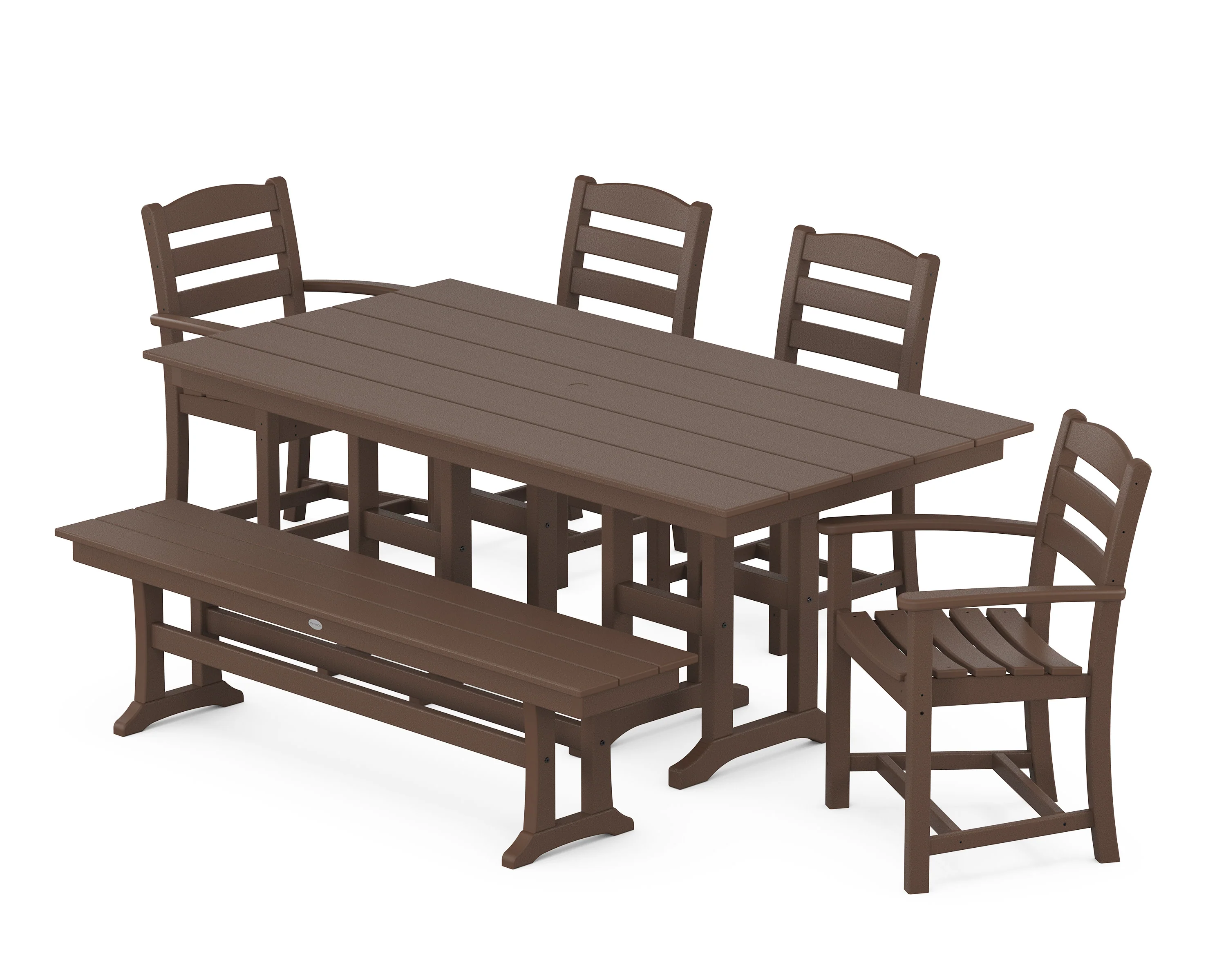 La Casa Café 6-Piece Farmhouse Dining Set with Bench - Image 9