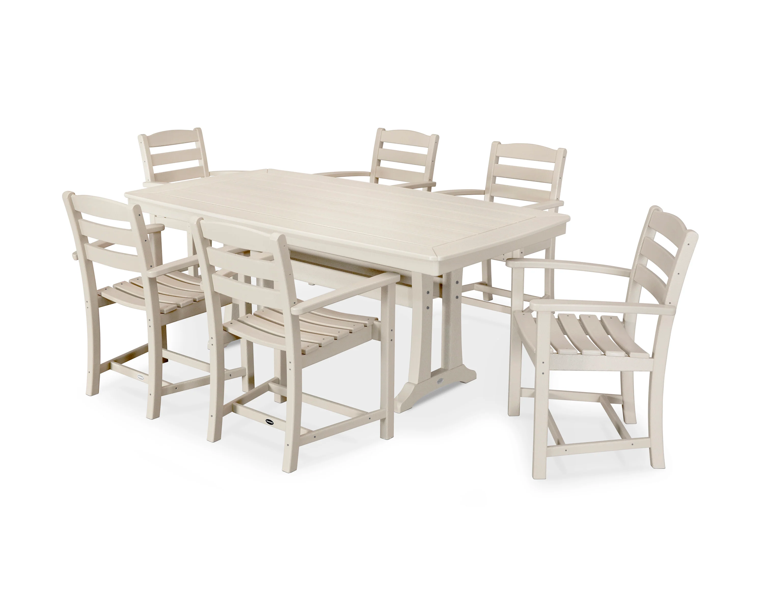 La Casa Café 7-Piece Arm Chair Dining Set with Trestle Legs - Image 7