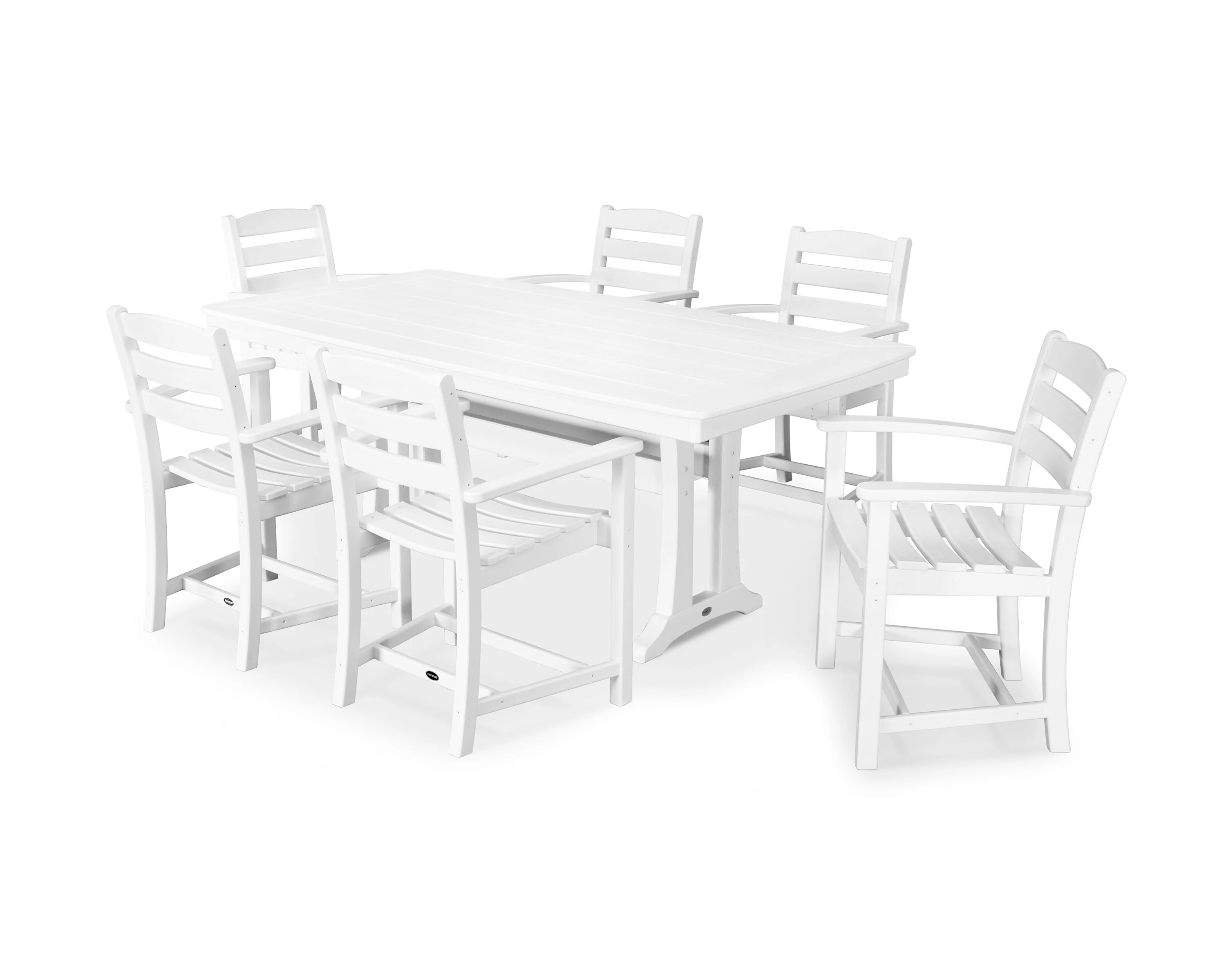 La Casa Café 7-Piece Arm Chair Dining Set with Trestle Legs - Image 9