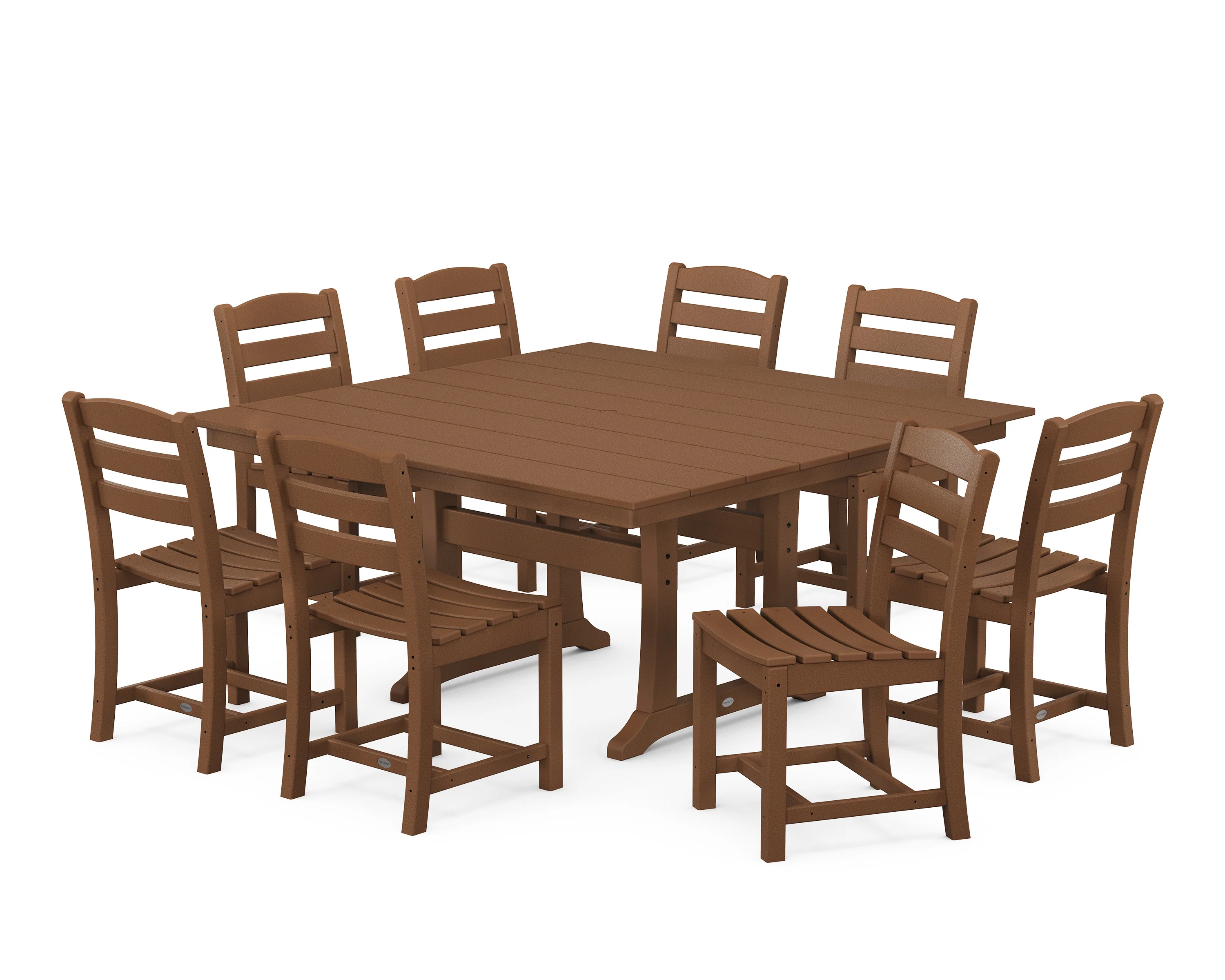 La Casa Café 9-Piece Farmhouse Trestle Dining Set - Image 4