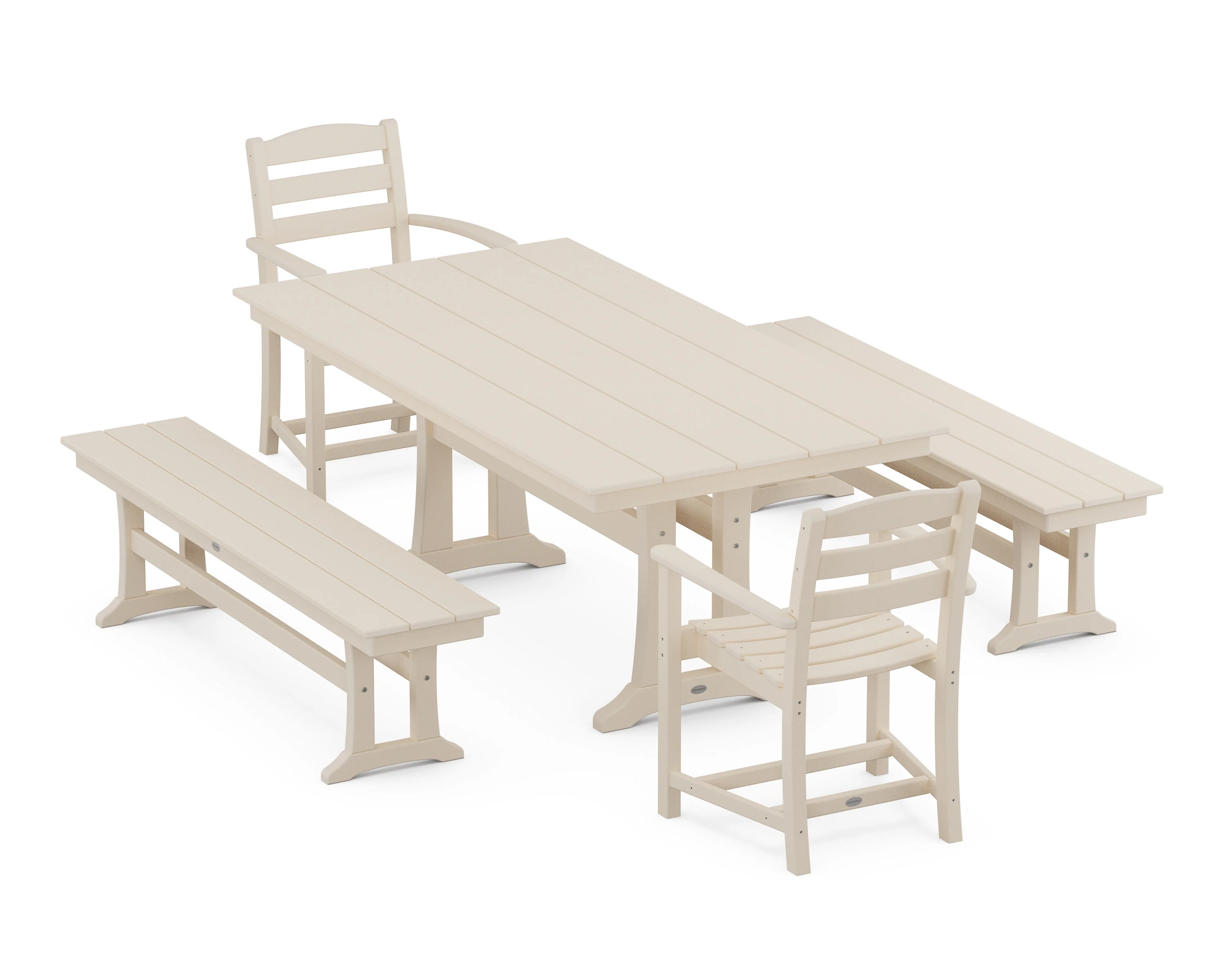 La Casa Cafe 5-Piece Farmhouse Dining Set With Trestle Legs - Image 8