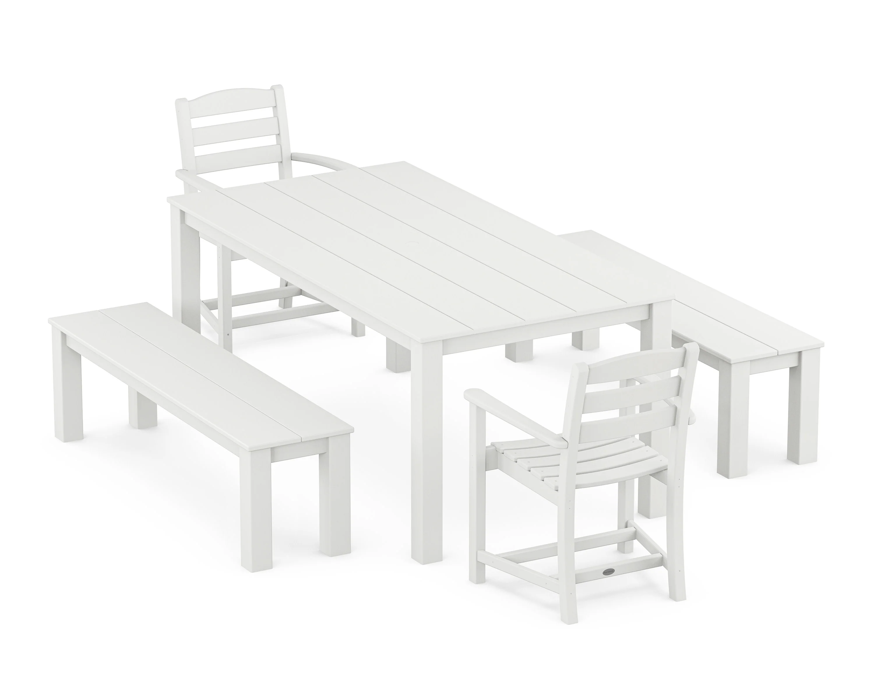 La Casa Cafe' 5-Piece Parsons Dining Set with Benches - Image 4