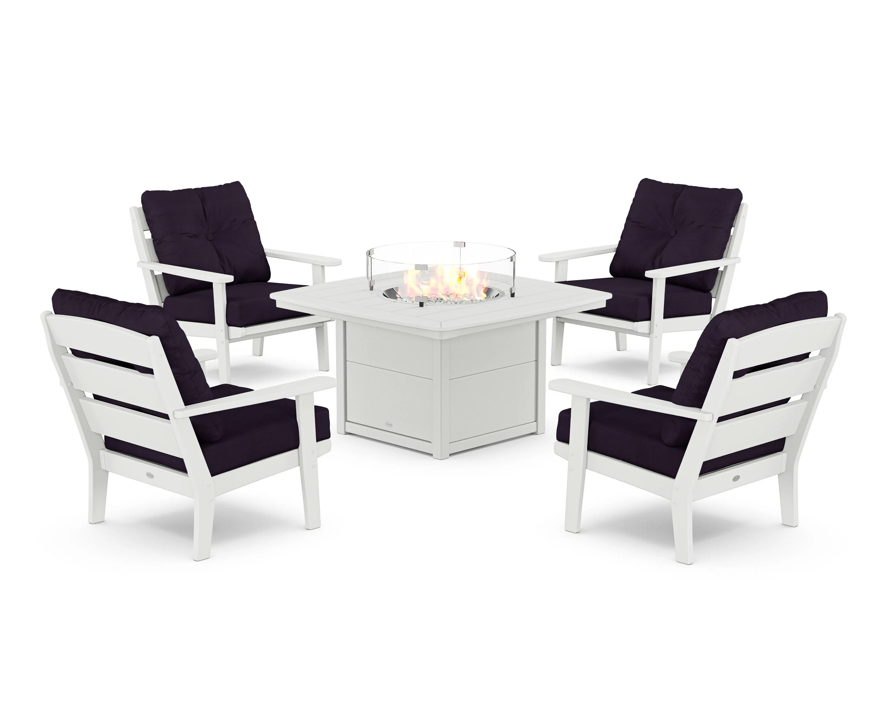 Lakeside 5-Piece Deep Seating Set with Nautical Fire Pit Table - Image 2