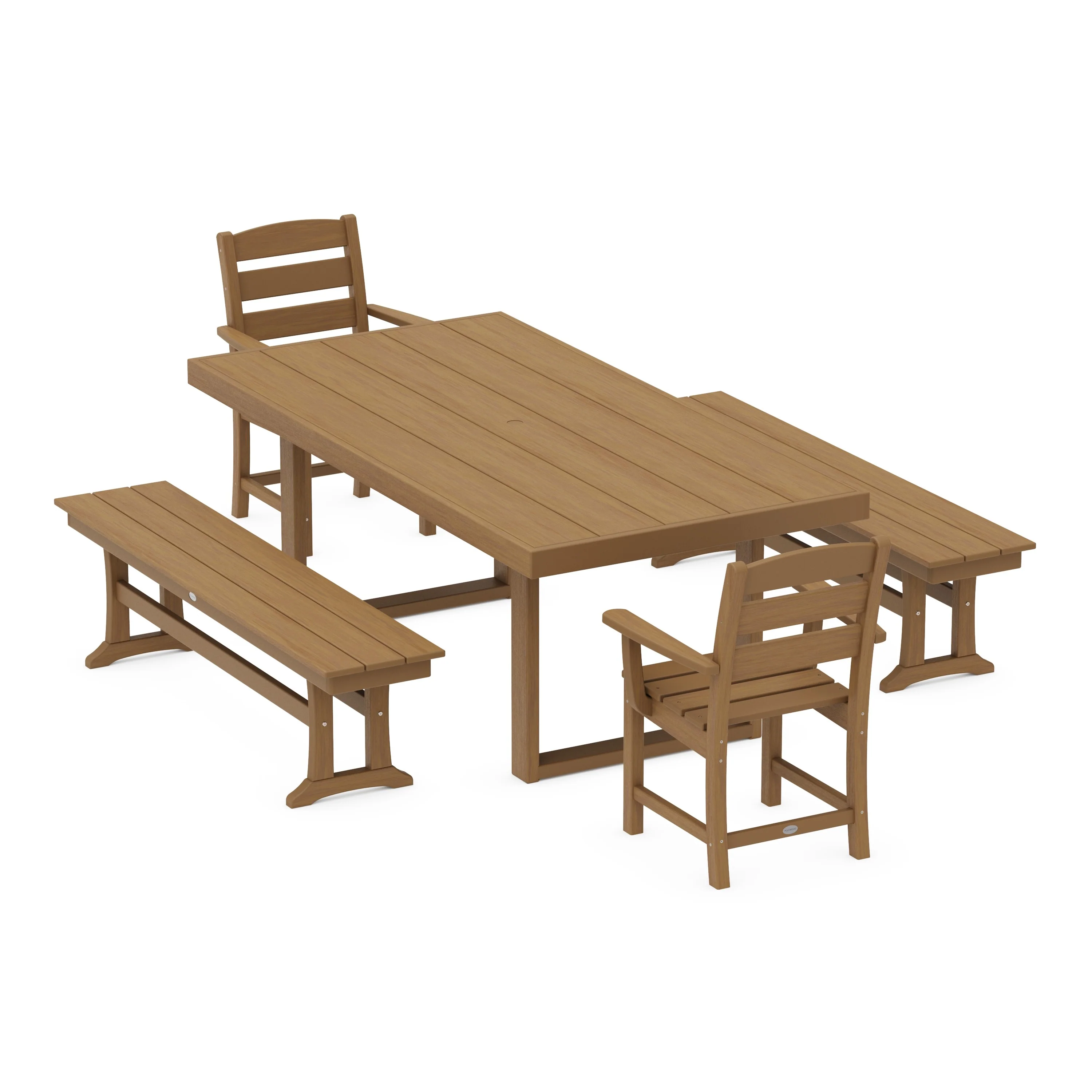 Lakeside 5-Piece Dining Set with Benches - Image 14