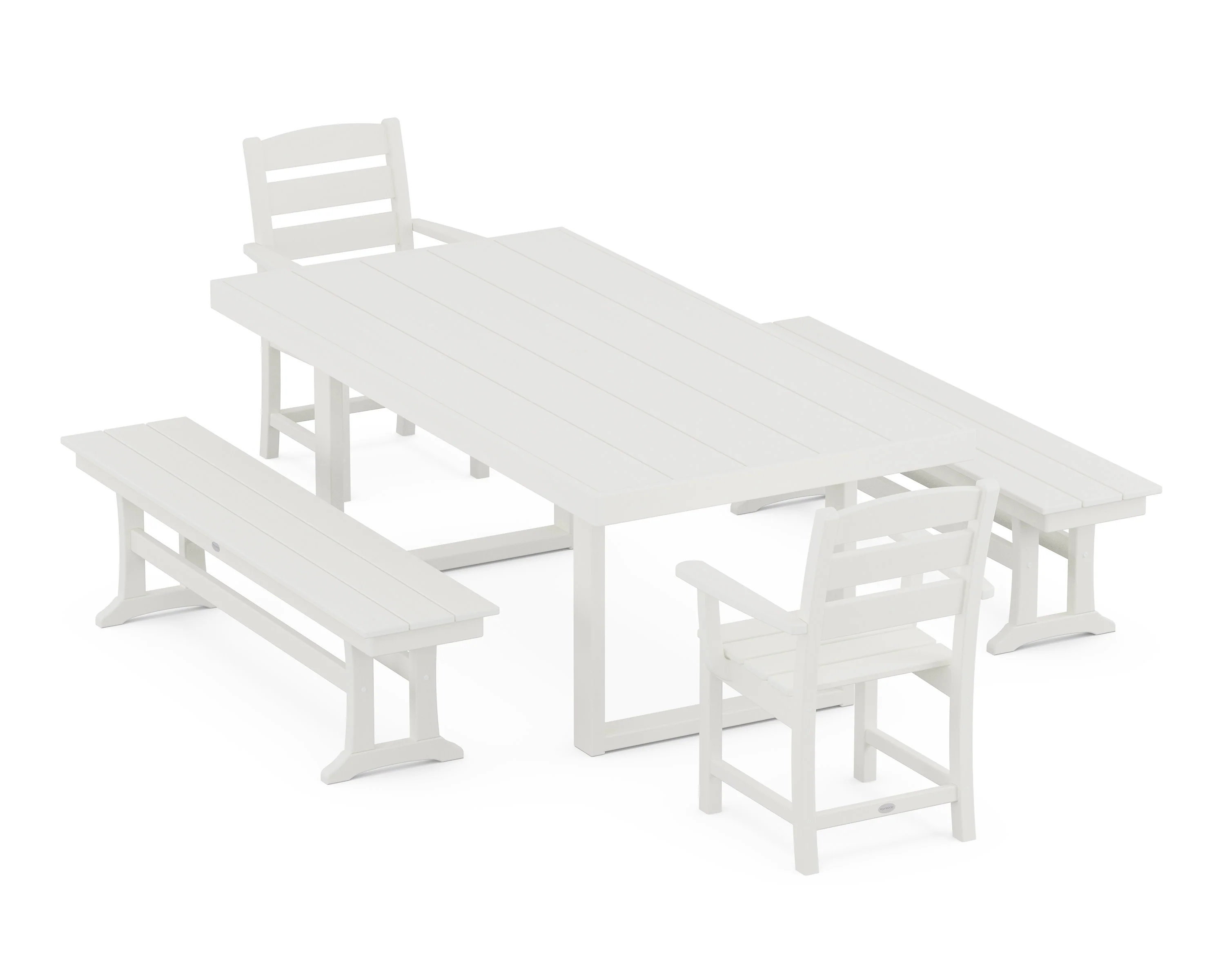 Lakeside 5-Piece Dining Set with Benches - Image 4