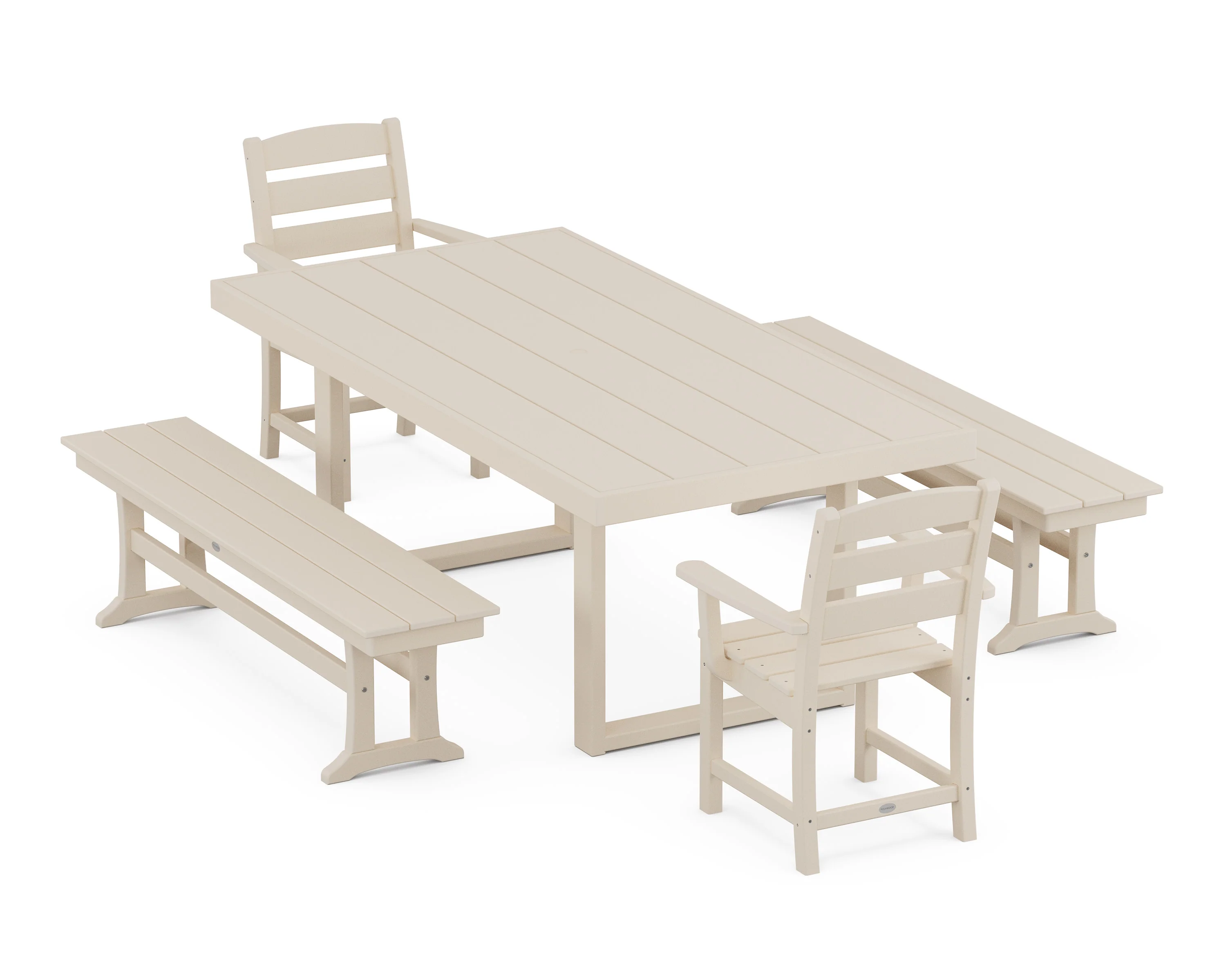 Lakeside 5-Piece Dining Set with Benches - Image 5