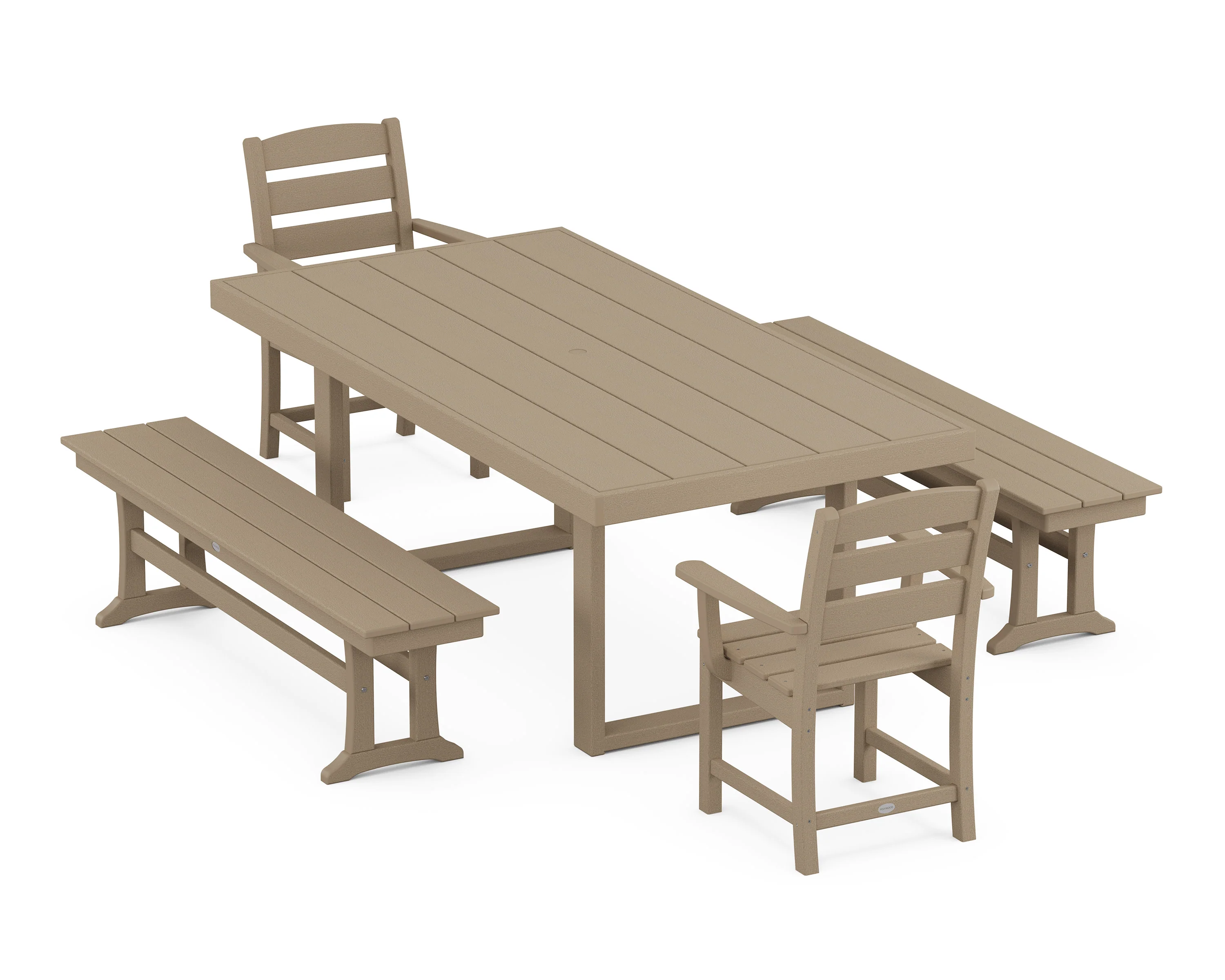 Lakeside 5-Piece Dining Set with Benches - Image 7