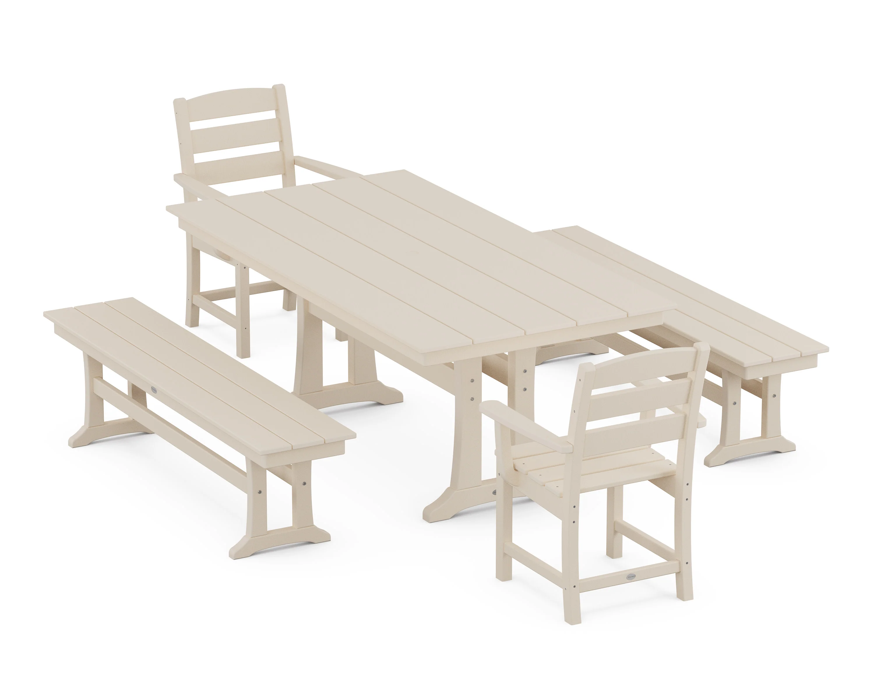 Lakeside 5-Piece Farmhouse Dining Set With Trestle Legs - Image 11