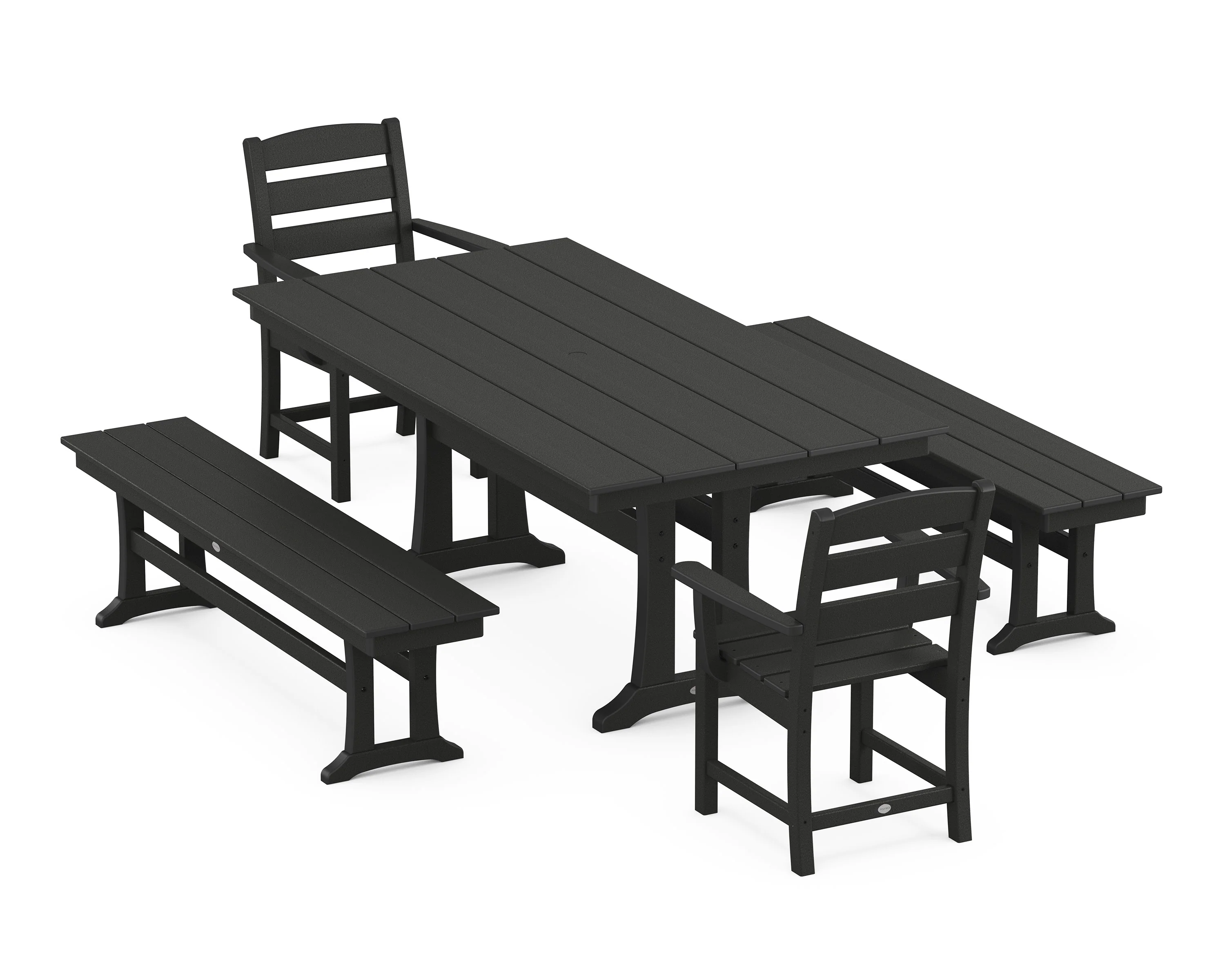 Lakeside 5-Piece Farmhouse Dining Set With Trestle Legs - Image 12