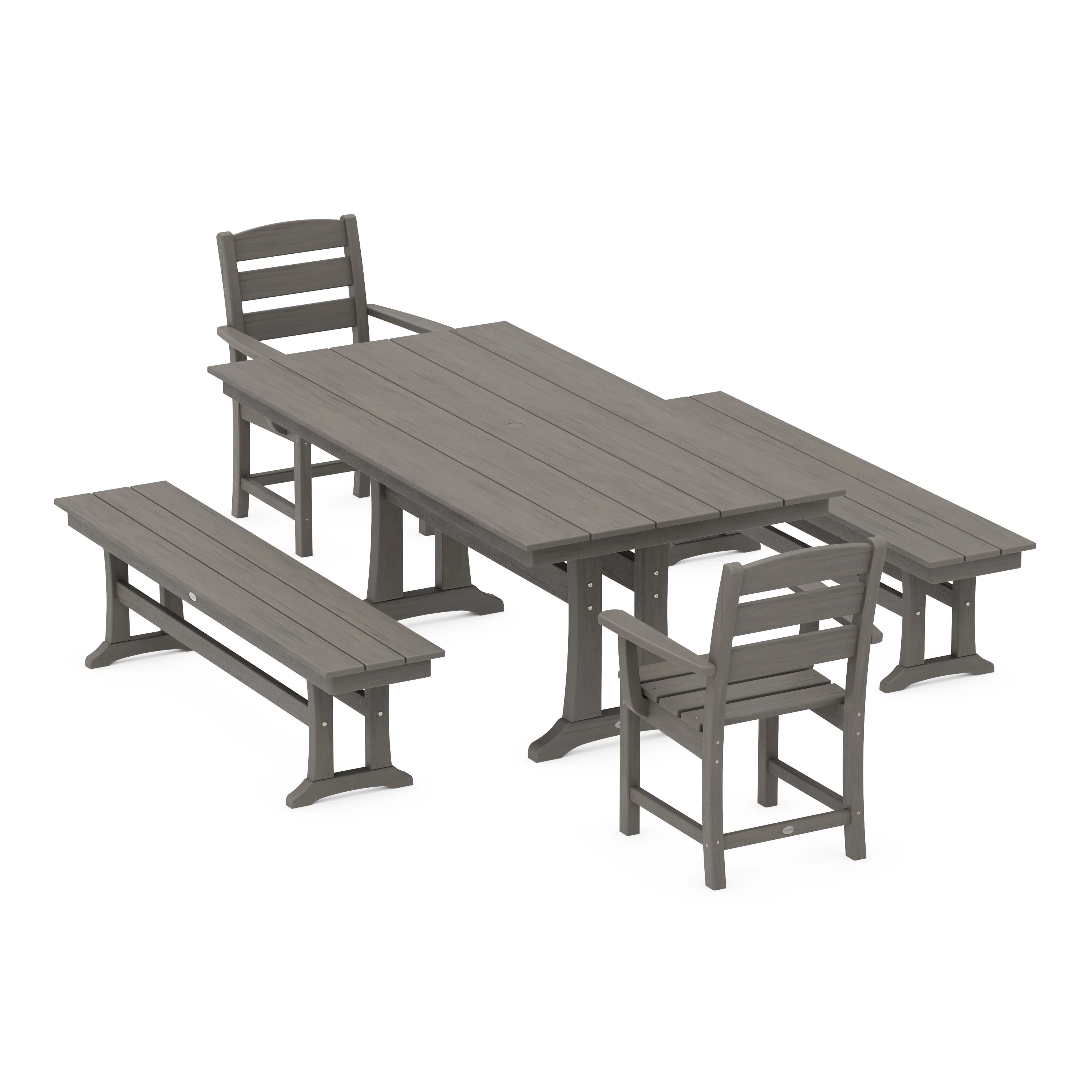 Lakeside 5-Piece Farmhouse Dining Set With Trestle Legs - Image 14