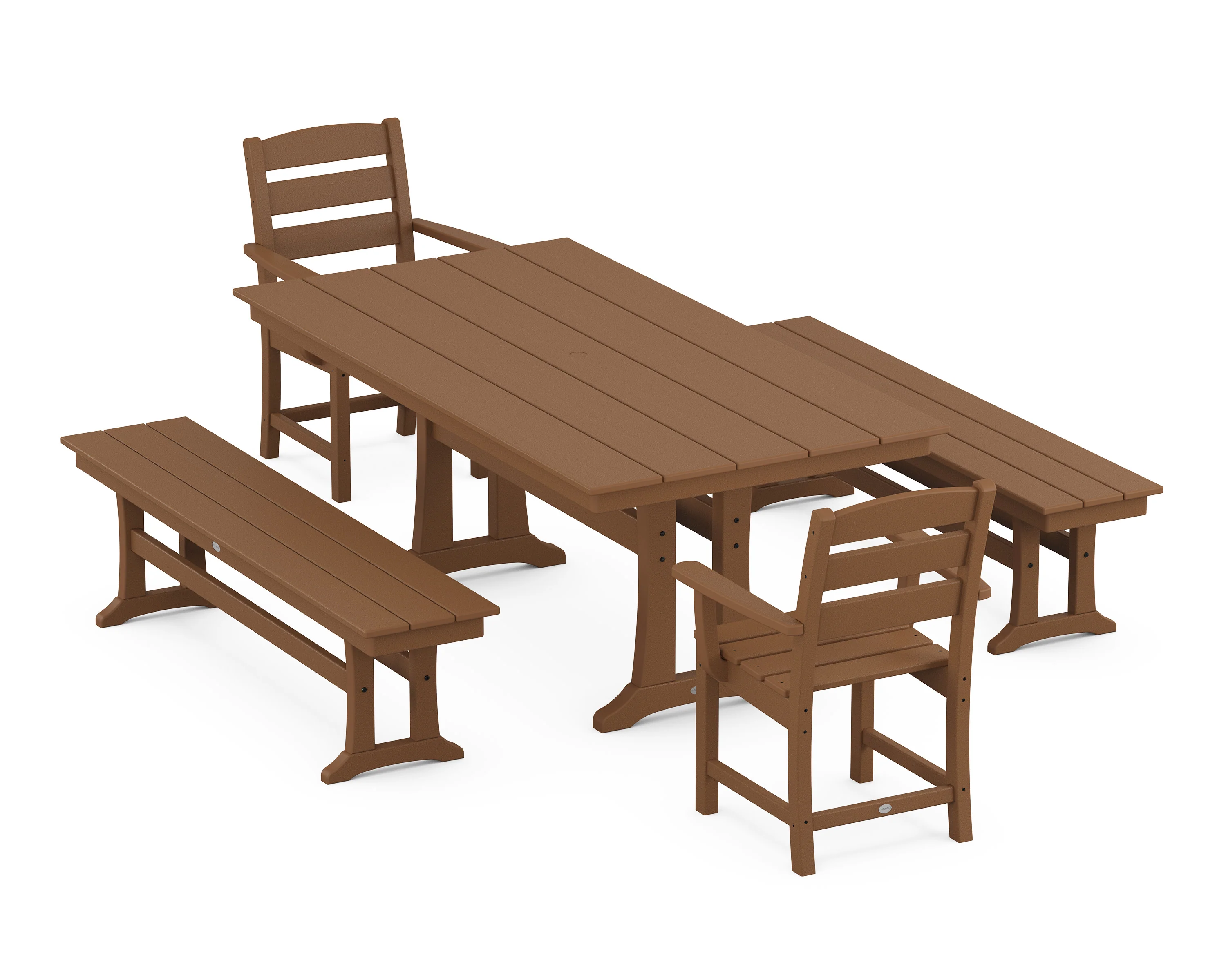 Lakeside 5-Piece Farmhouse Dining Set With Trestle Legs - Image 4