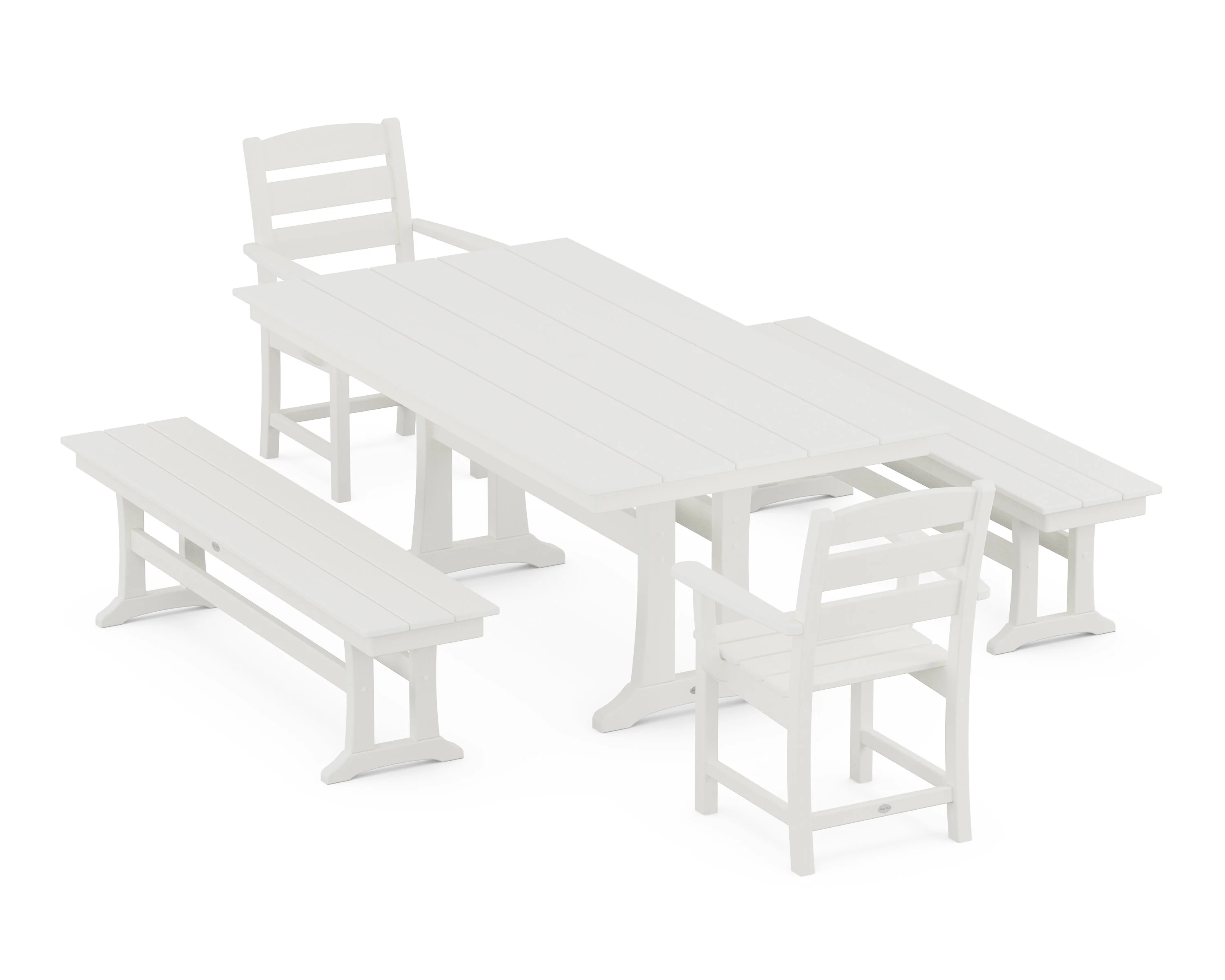 Lakeside 5-Piece Farmhouse Dining Set With Trestle Legs - Image 5