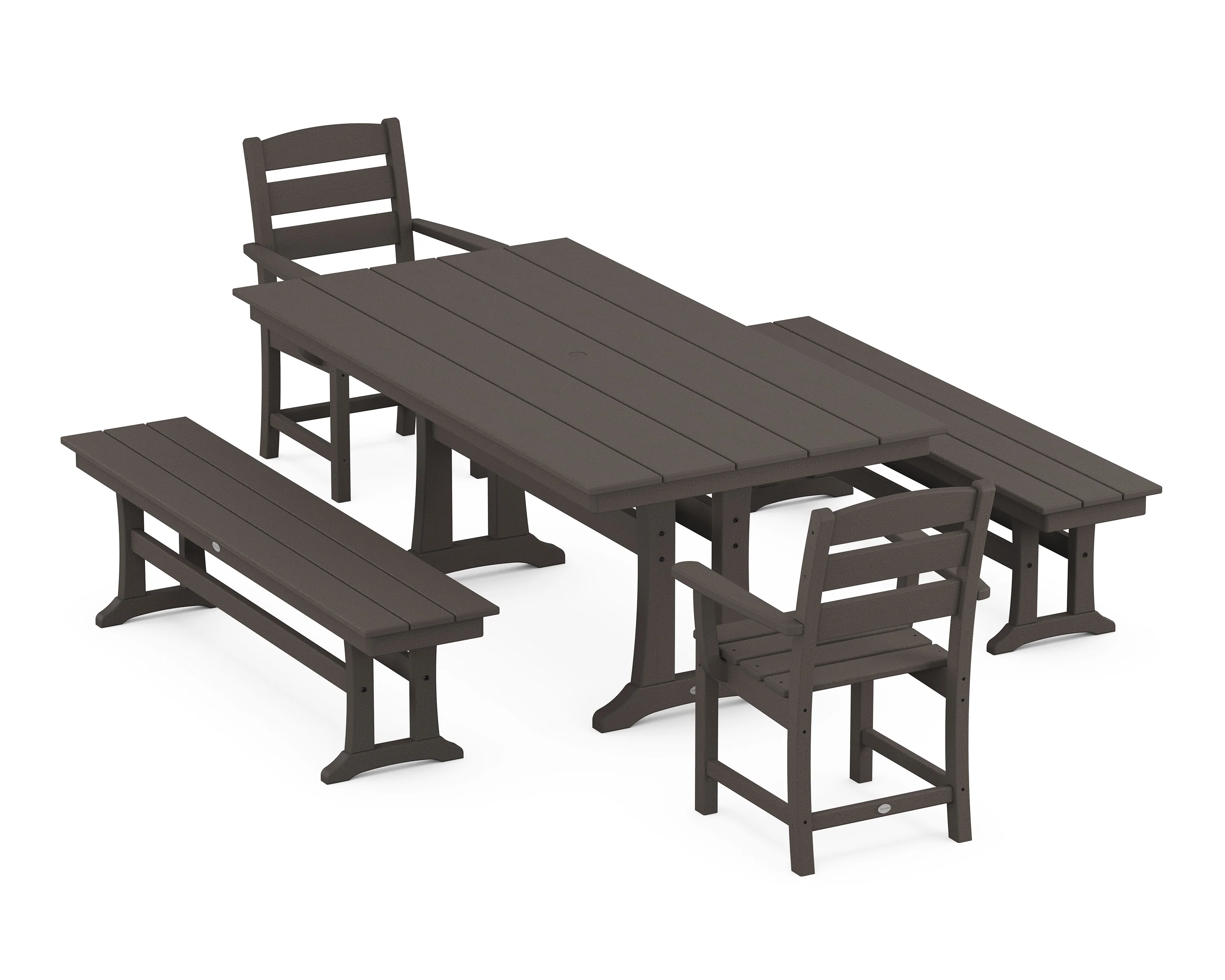 Lakeside 5-Piece Farmhouse Dining Set With Trestle Legs - Image 7