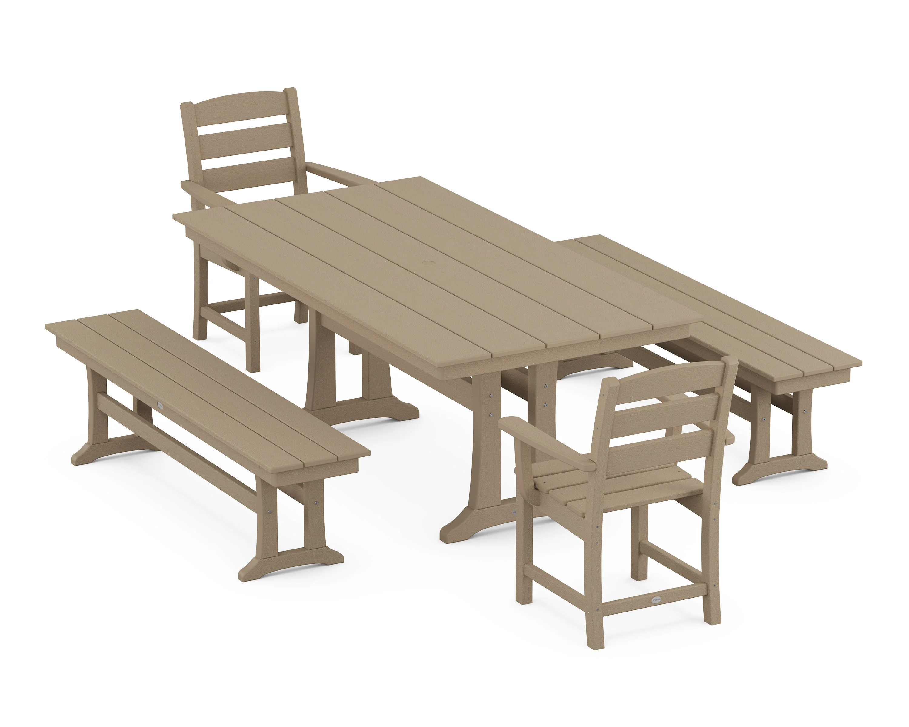 Lakeside 5-Piece Farmhouse Dining Set With Trestle Legs - Image 9