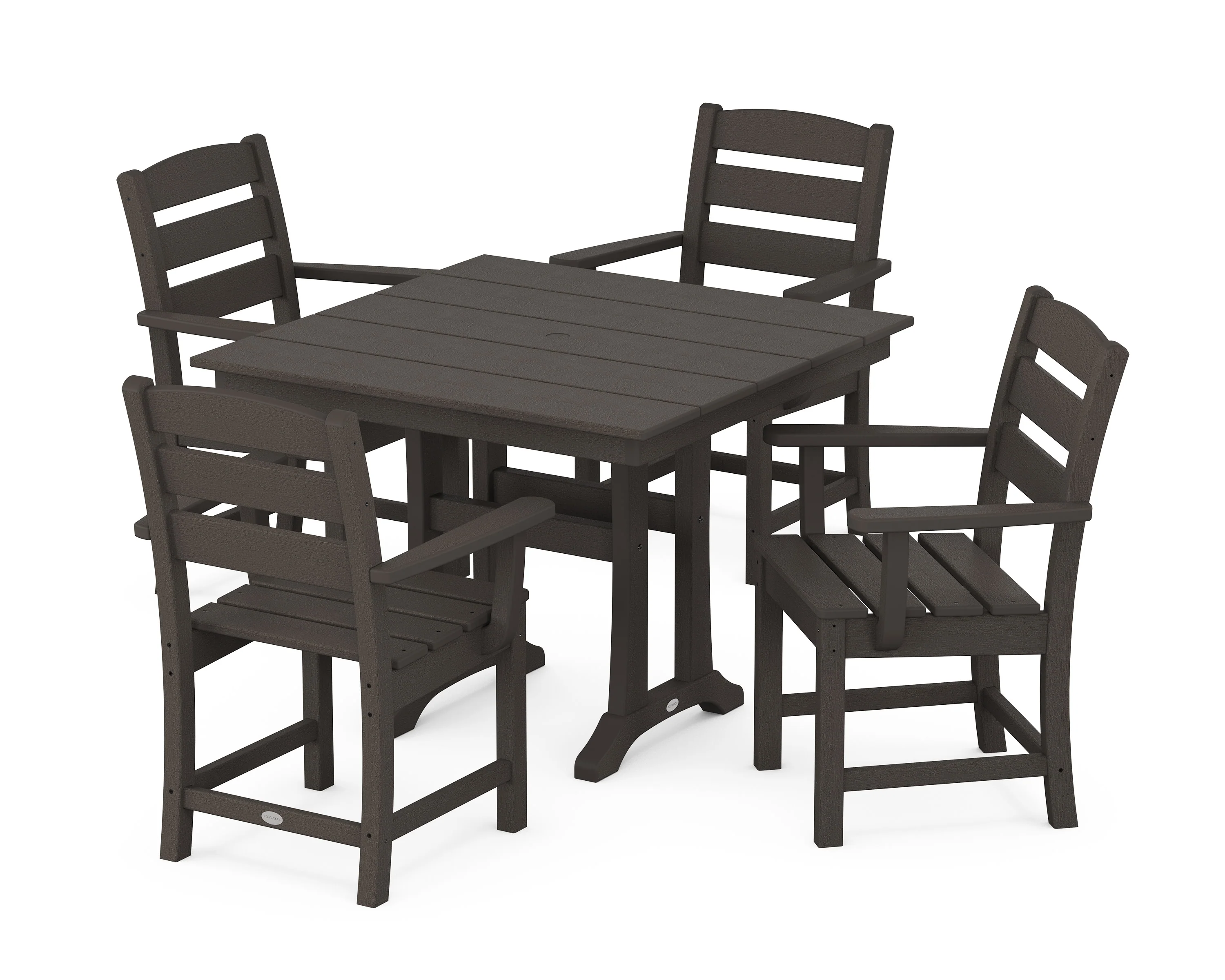 Lakeside 5-Piece Farmhouse Trestle Arm Chair Dining Set - Image 11