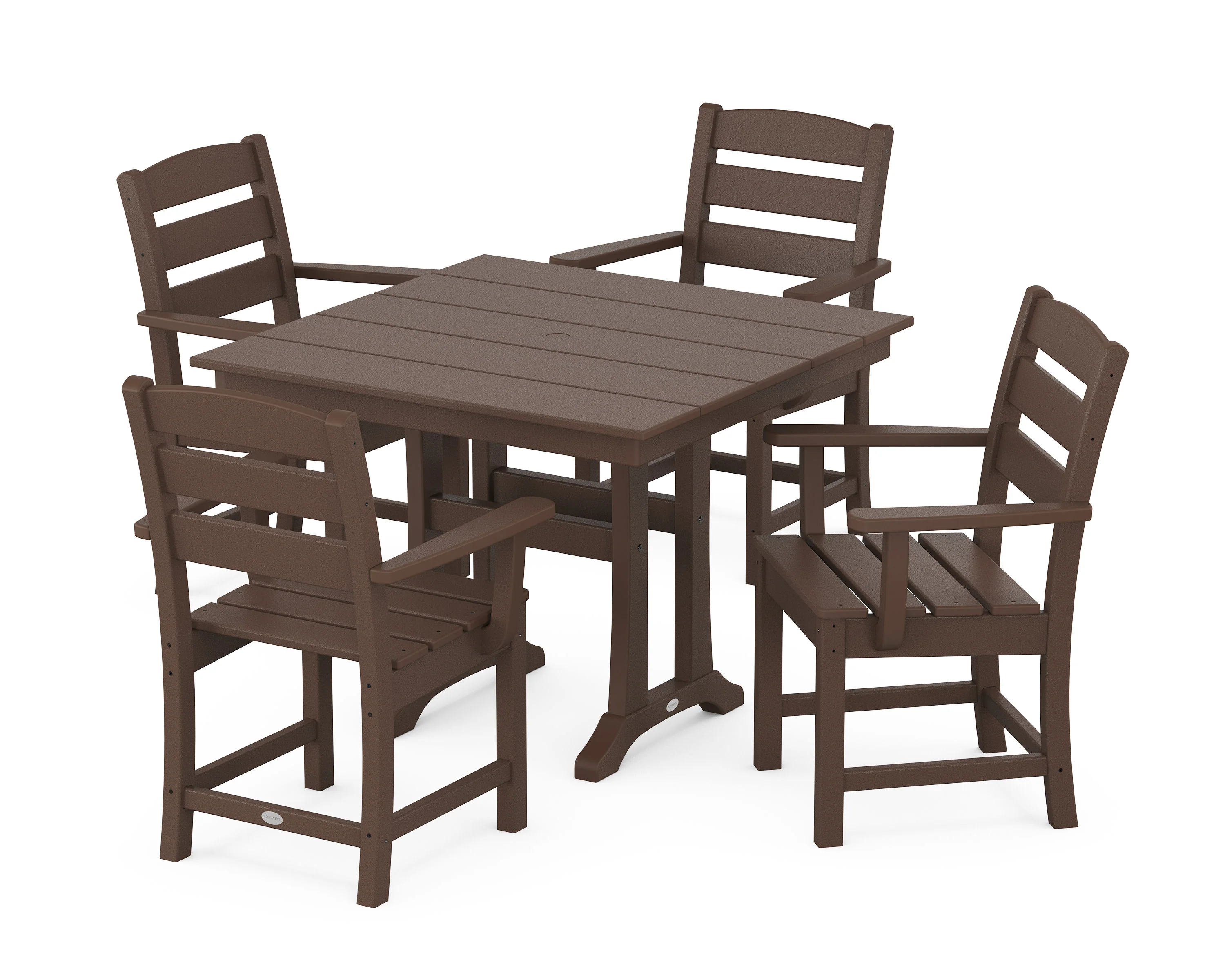 Lakeside 5-Piece Farmhouse Trestle Arm Chair Dining Set - Image 12