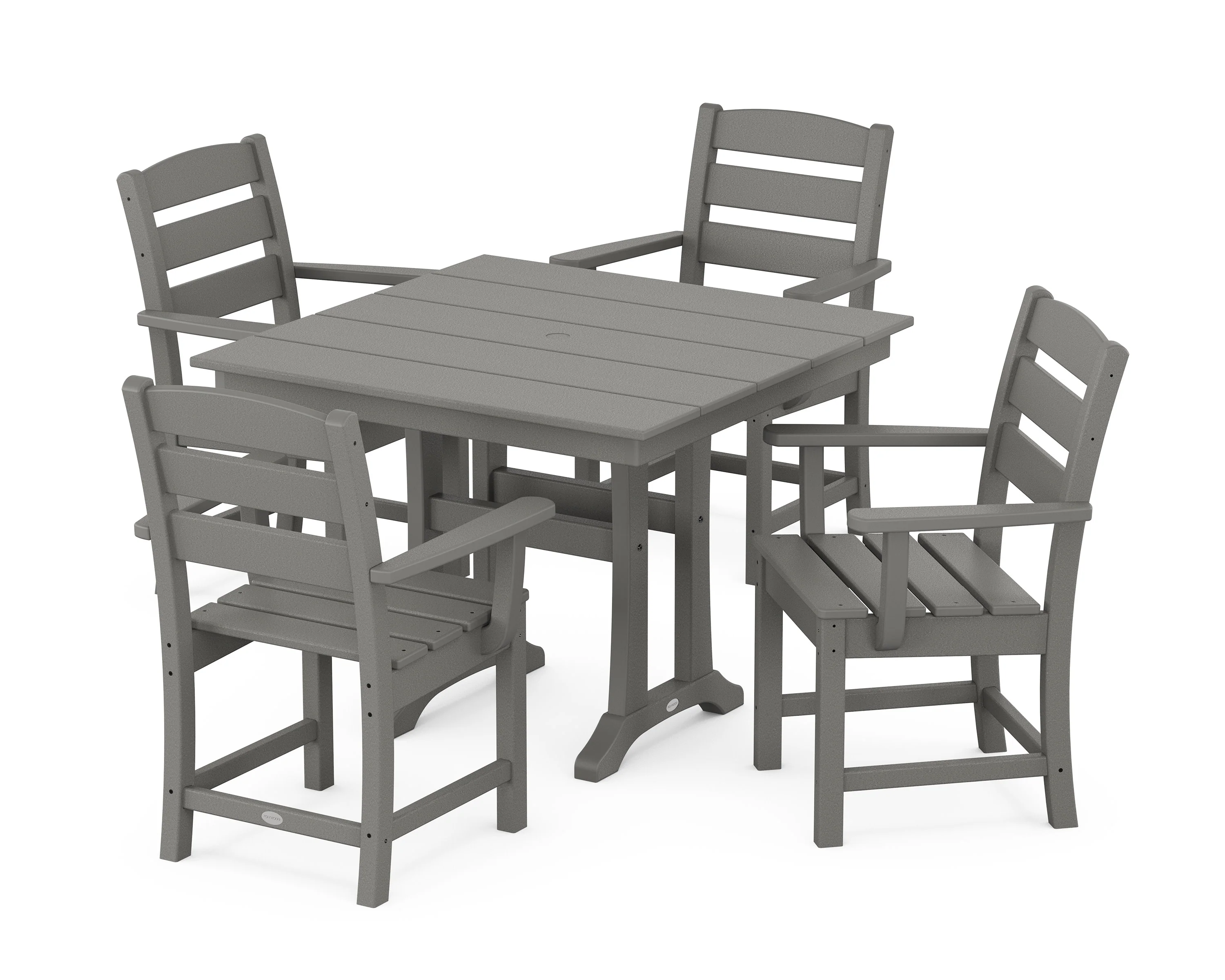 Lakeside 5-Piece Farmhouse Trestle Arm Chair Dining Set - Image 13