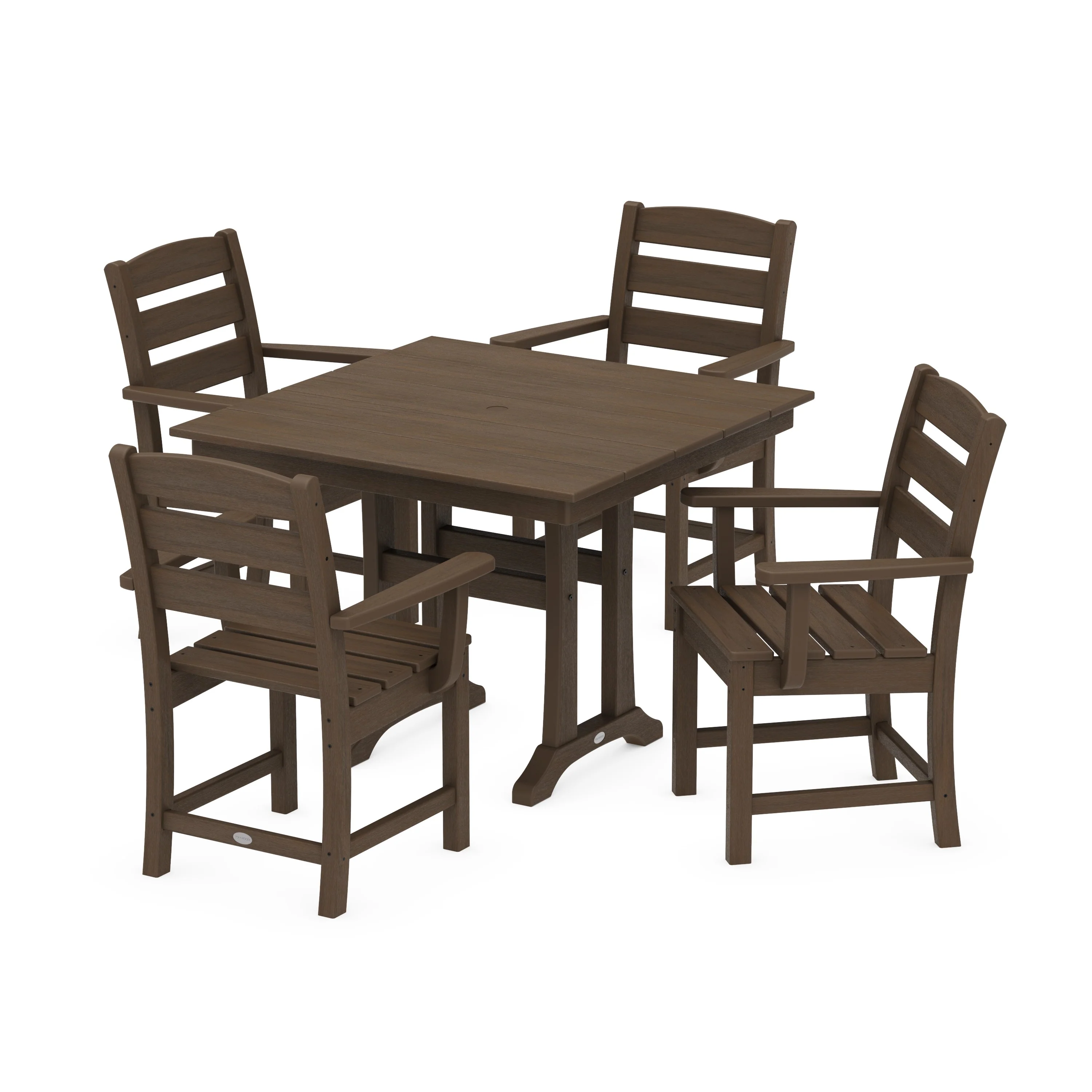 Lakeside 5-Piece Farmhouse Trestle Arm Chair Dining Set - Image 15