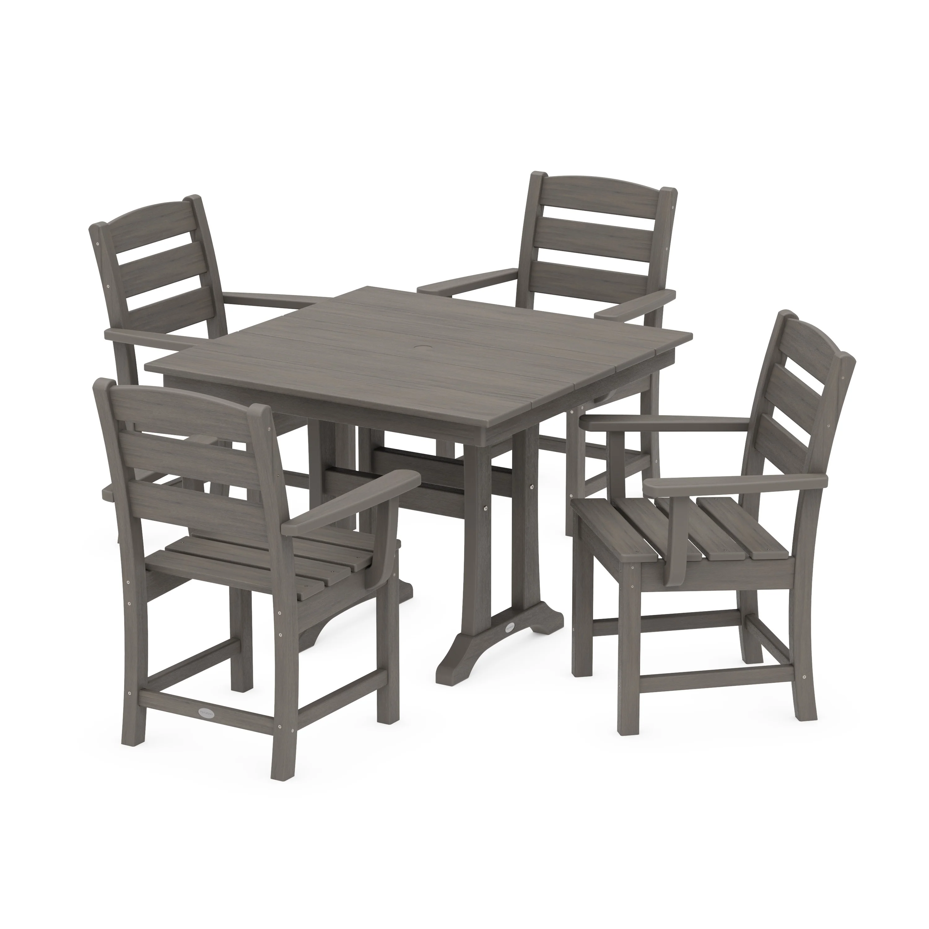 Lakeside 5-Piece Farmhouse Trestle Arm Chair Dining Set - Image 16