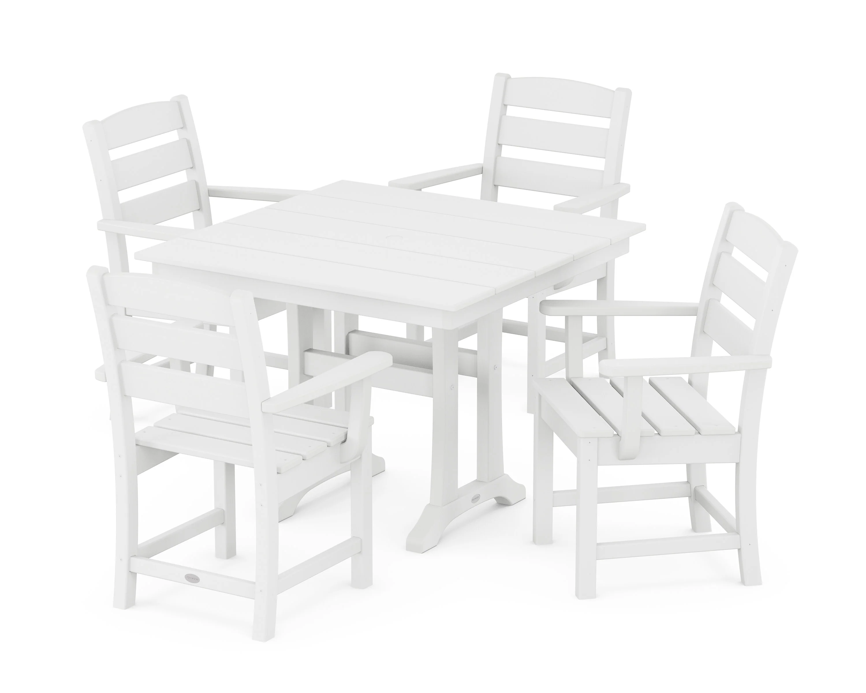 Lakeside 5-Piece Farmhouse Trestle Arm Chair Dining Set - Image 6