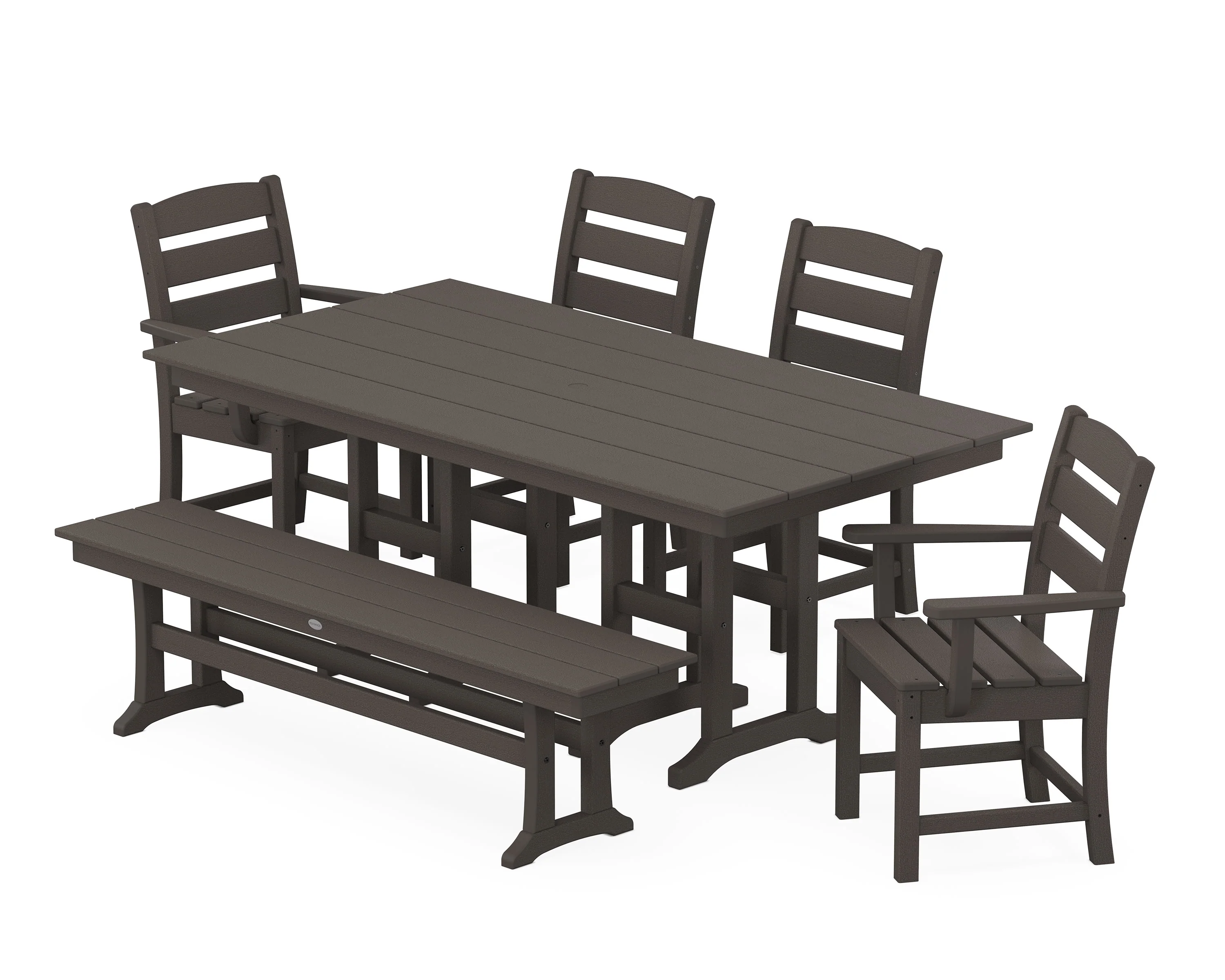 Lakeside 6-Piece Farmhouse Dining Set with Bench - Image 4
